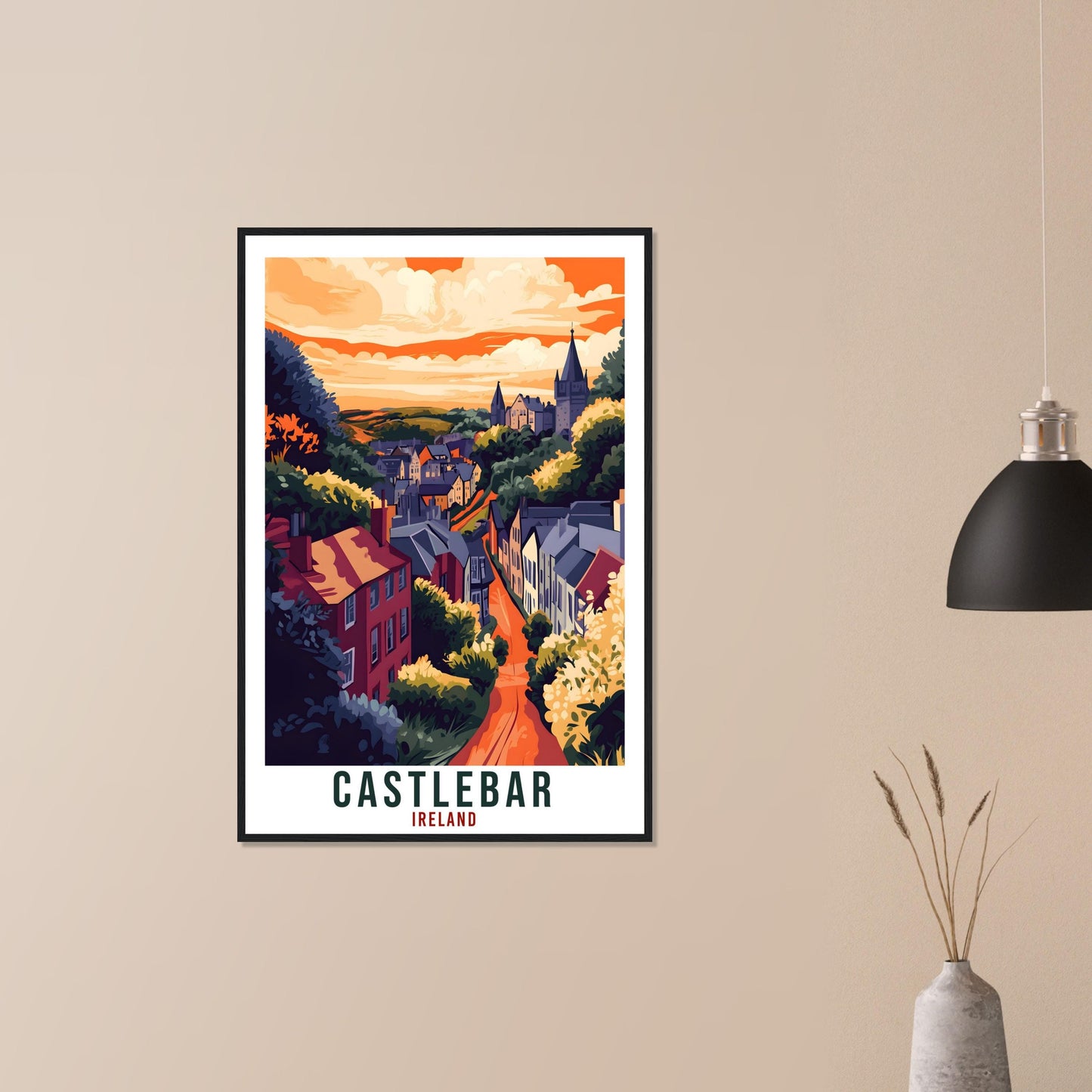 Castlebar Travel Print Ireland Home Decor Castlebar Wall Art Gift Wall Hanging Art Lover Mayo Irish Artwork Travel Poster Ireland Travel Art