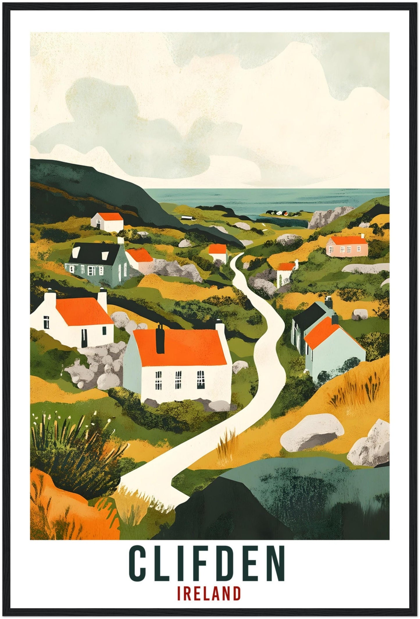 Clifden Travel Print Ireland Home Decor Clifden Wall Art Wall Hanging Art Lover Irish Artwork Travel Poster Clifden Galway Travel Art Gift