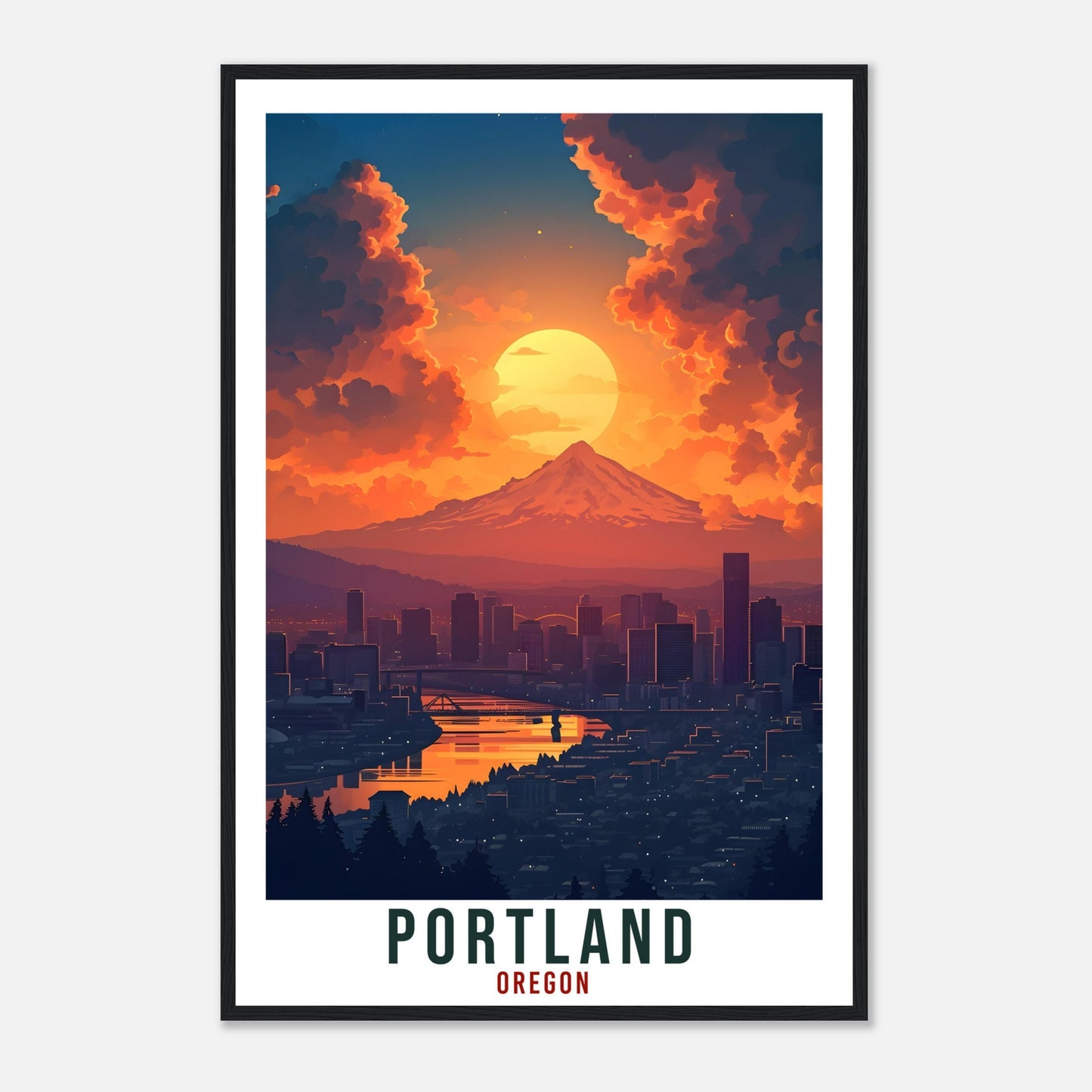 Portland Travel Poster Oregon Home Decoration USA City Wall Art Gift Wall Hanging Art Lover Oregon Artwork Portland Skyline Travel Print