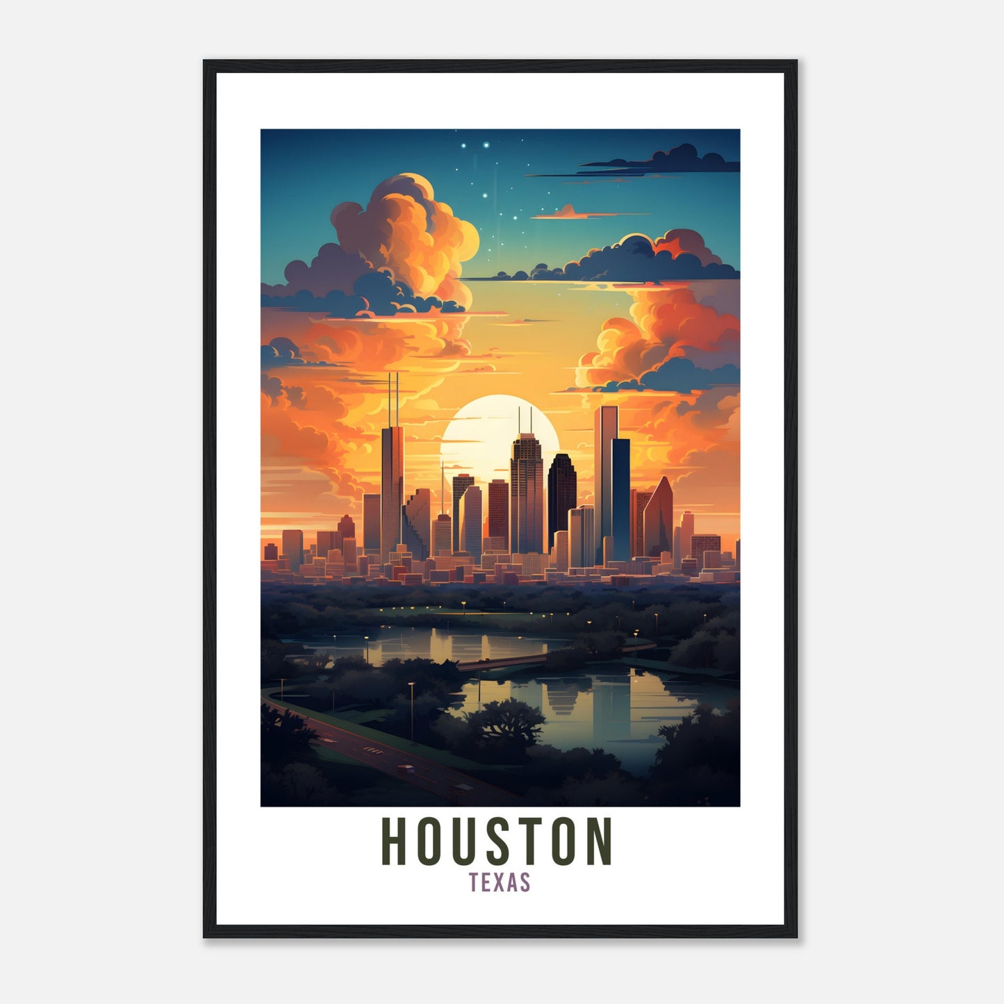 Houston Travel Print Wall Art Houston Texas Wall Art Houston Travel Poster USA Home Decor Houston Art Lovers Gift Houston City Travel Art