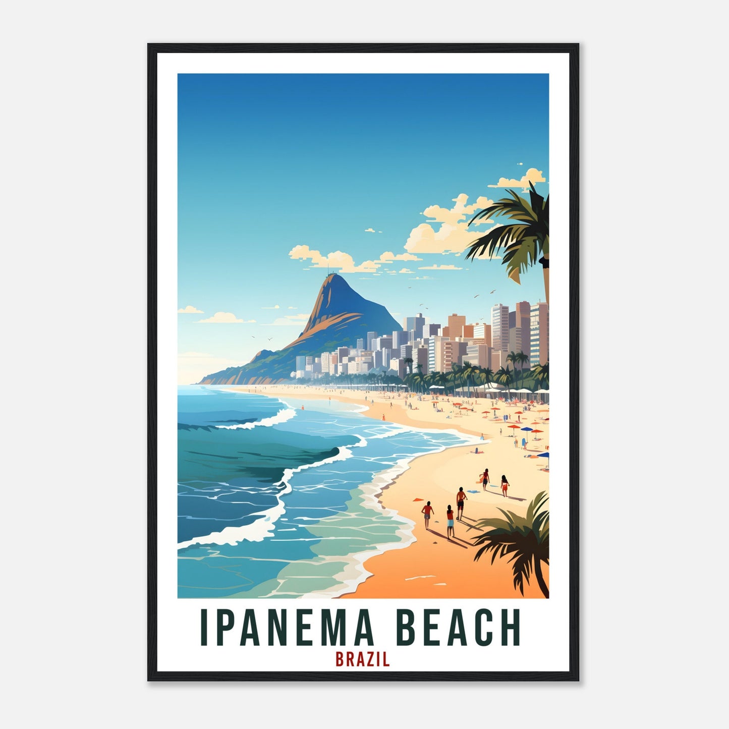 Ipanema Beach Travel Print Wall Art Ipanema Brazil Wall Hanging Artwork Ipanema Art Gifts Ipanema Beach Travel Poster Brazil Art Lovers Gift
