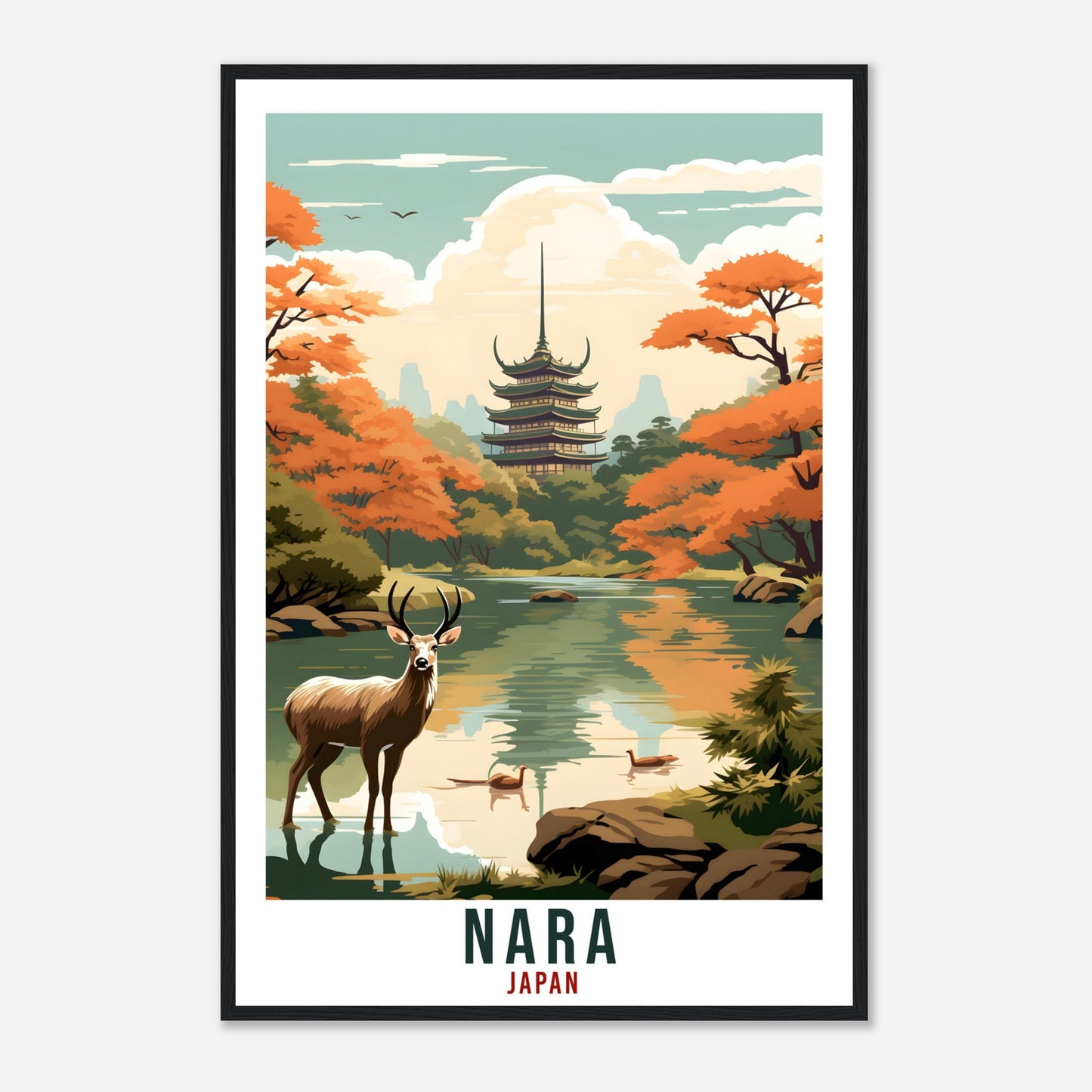 Nara Travel Print Japan Home Decoration Wall Art Gift Wall Hanging Art Lover Japanese Artwork Japan Nara Deer Travel Poster Cityscape Print