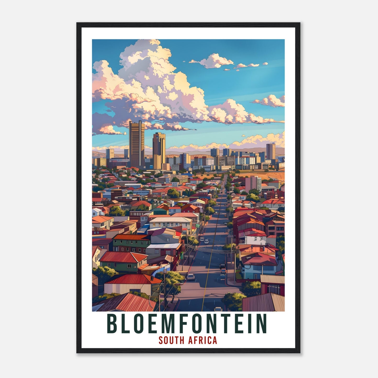 Bloemfontein South Africa Travel Print Wall Art Wall Hanging Home Décor Bloemfontein Gift Art Lovers Artwork Gift Print South African Poster