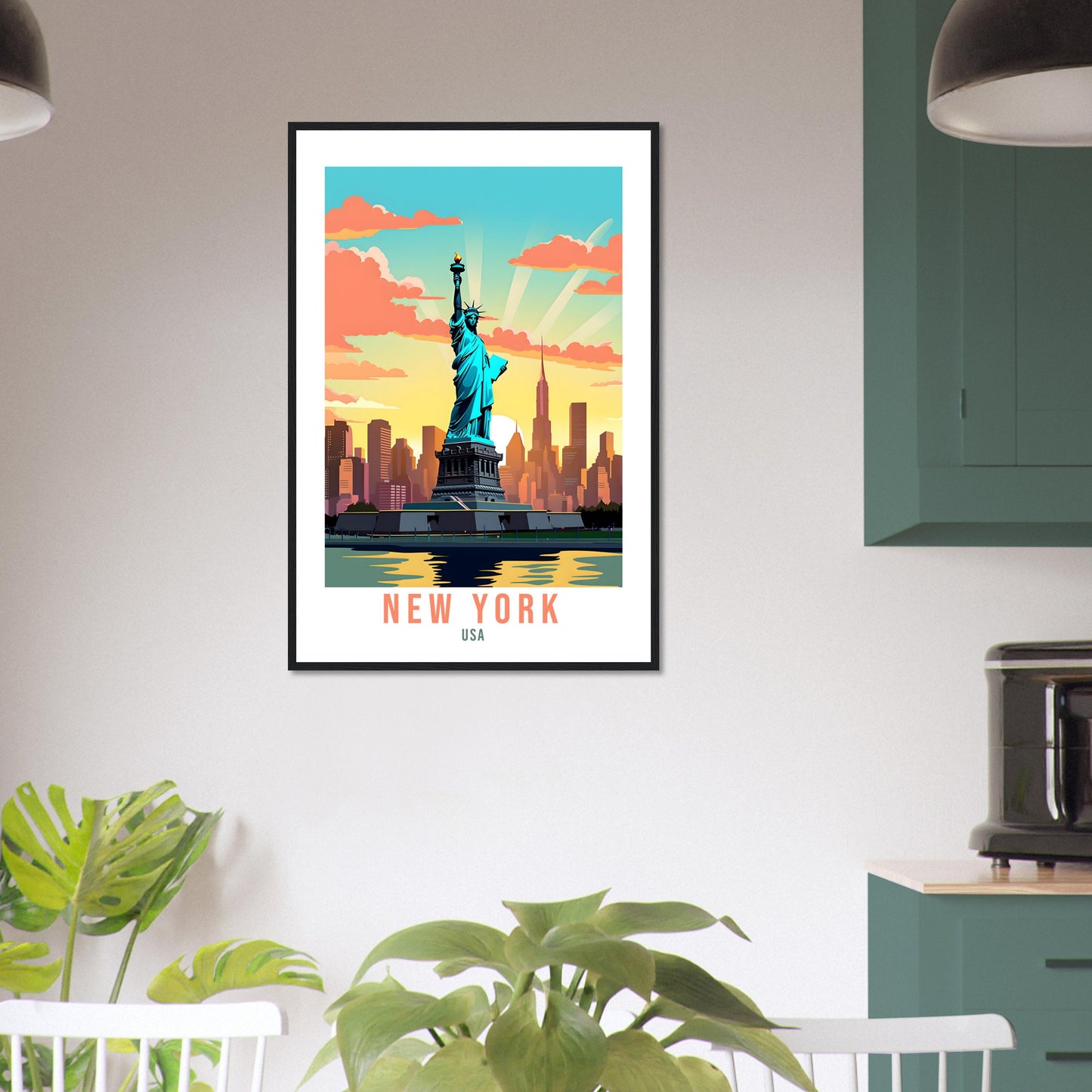 New York Travel Print Wall Art New York Art Gift New York Wall Hanging New York Home Decor New York State Art Print Travel Poster USA Statue