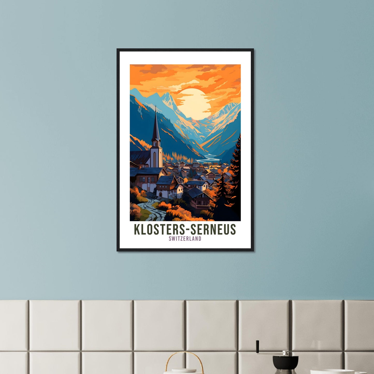 Klosters-Serneus Travel Print Wall Art Switzerland Wall Art Klosters-Serneus Art Print Travel Poster Swiss Landscape Switzerland Travel Art