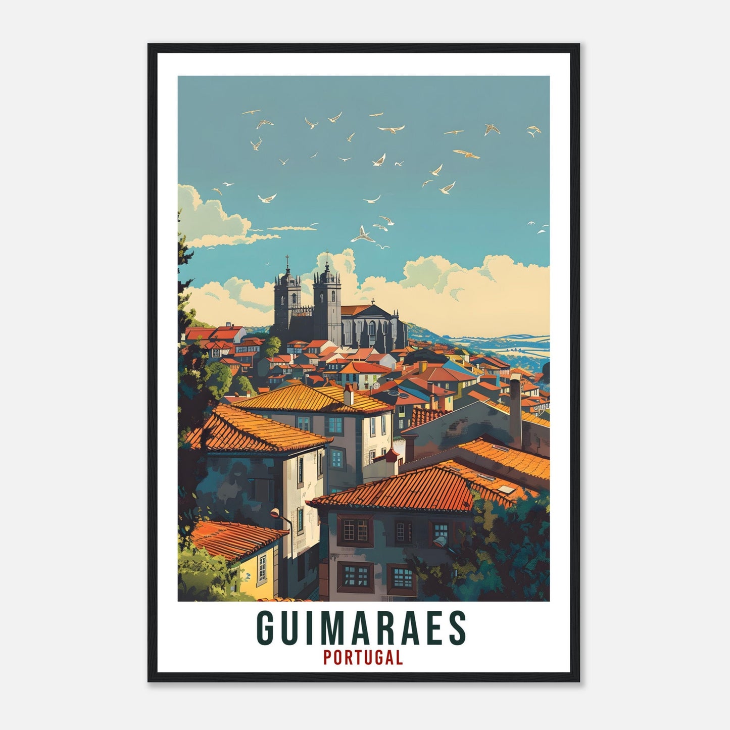 Guimaraes Travel Print Portugal Wall Art Wall Hanging Home Décor Guimaraes Gift Portugal Landmark Artwork Gift Guimaraes City Travel Poster