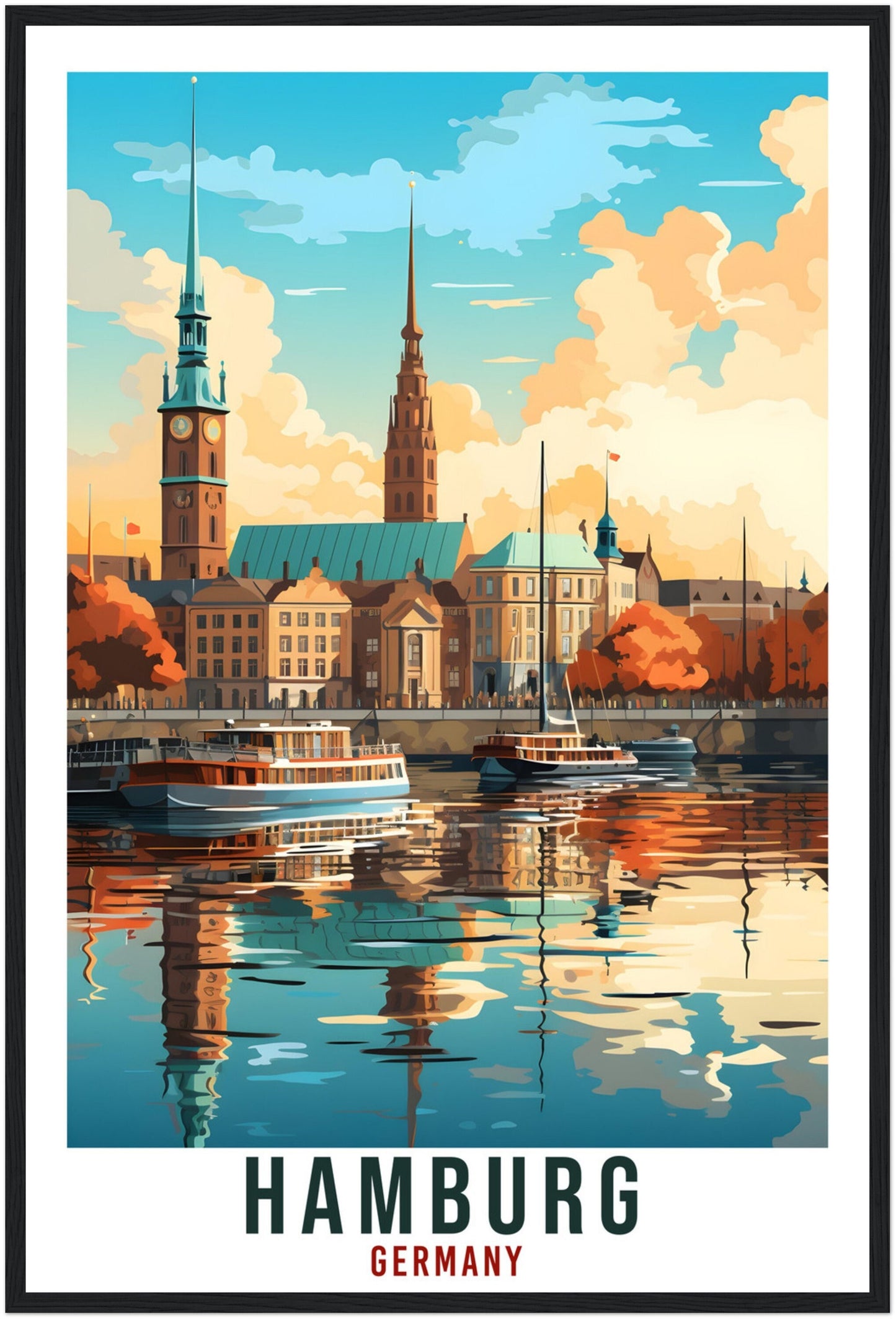 Hamburg Travel Print Germany Home Decoration Hamburg German City Wall Art Gift Wall Hanging Art Lover Germany Artwork Hamburg Travel Poster