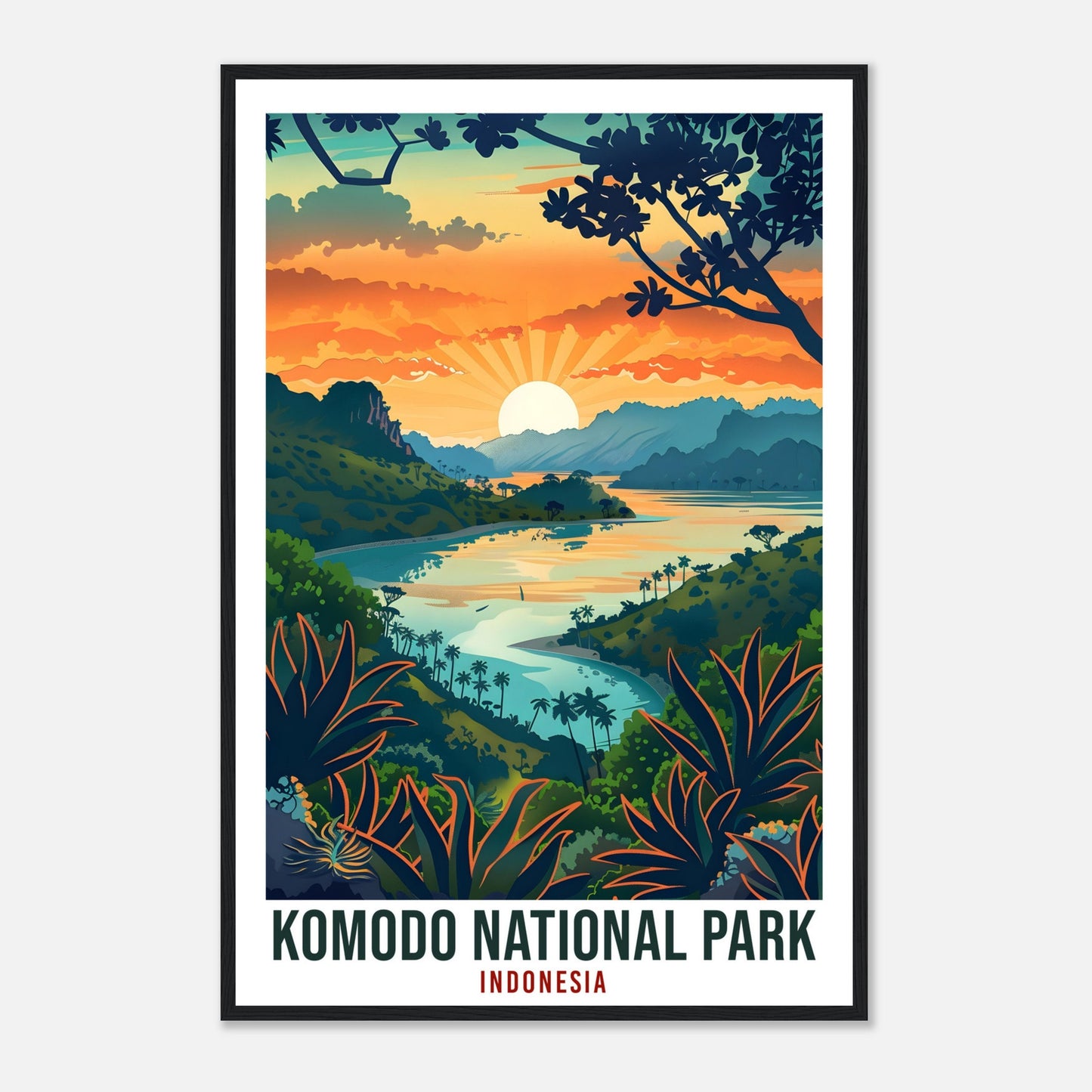 Komodo National Park Bali Travel Print Bali Wall Art Wall Hanging Home Décor Komodo Park Gift Artwork Travel Art Indonesia Travel Poster