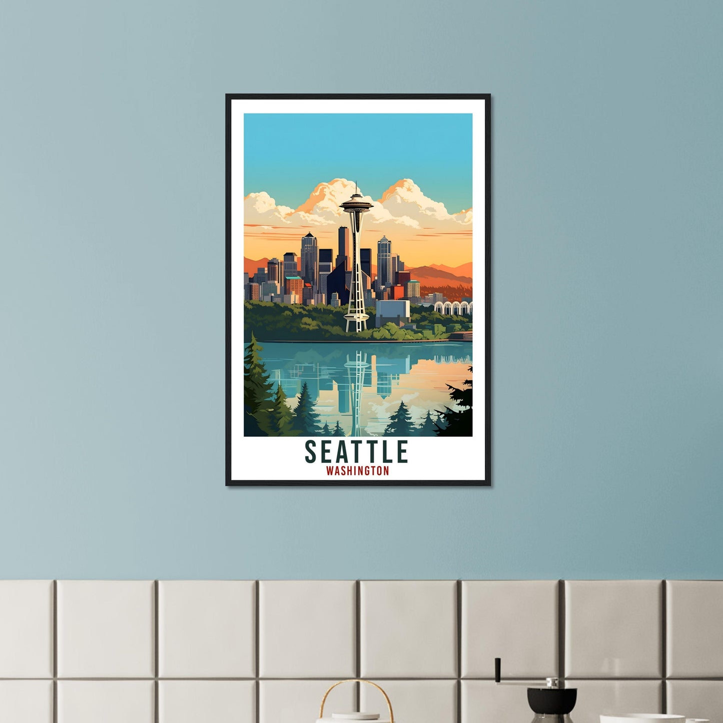 Seattle Travel Poster Washington Skyline Home Decoration City Wall Art Gift Wall Hanging Art Lover Washington Artwork Seattle Travel Print