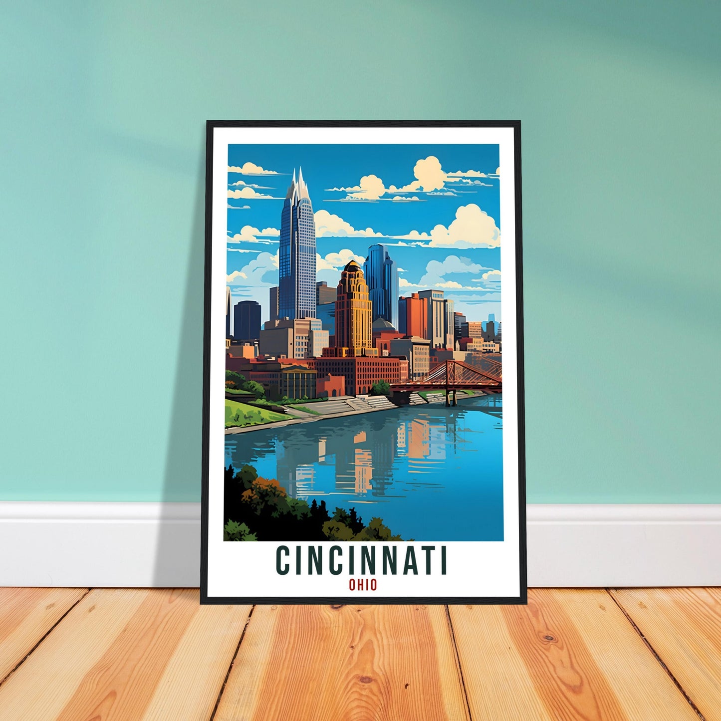 Cincinnati Travel Print Ohio Home Decoration USA City Wall Art Gift Wall Hanging Art Lover Ohio Artwork Cincinnati Travel Poster