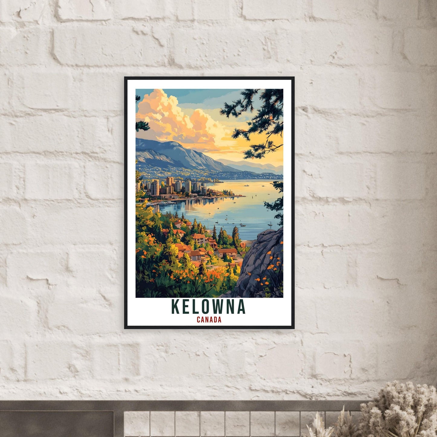 Kelowna Travel Print Canada Home Decor Kelowna Wall Art Gift Wall Hanging Art Lover Kelowna Canadian Artwork Travel Poster British Columbia