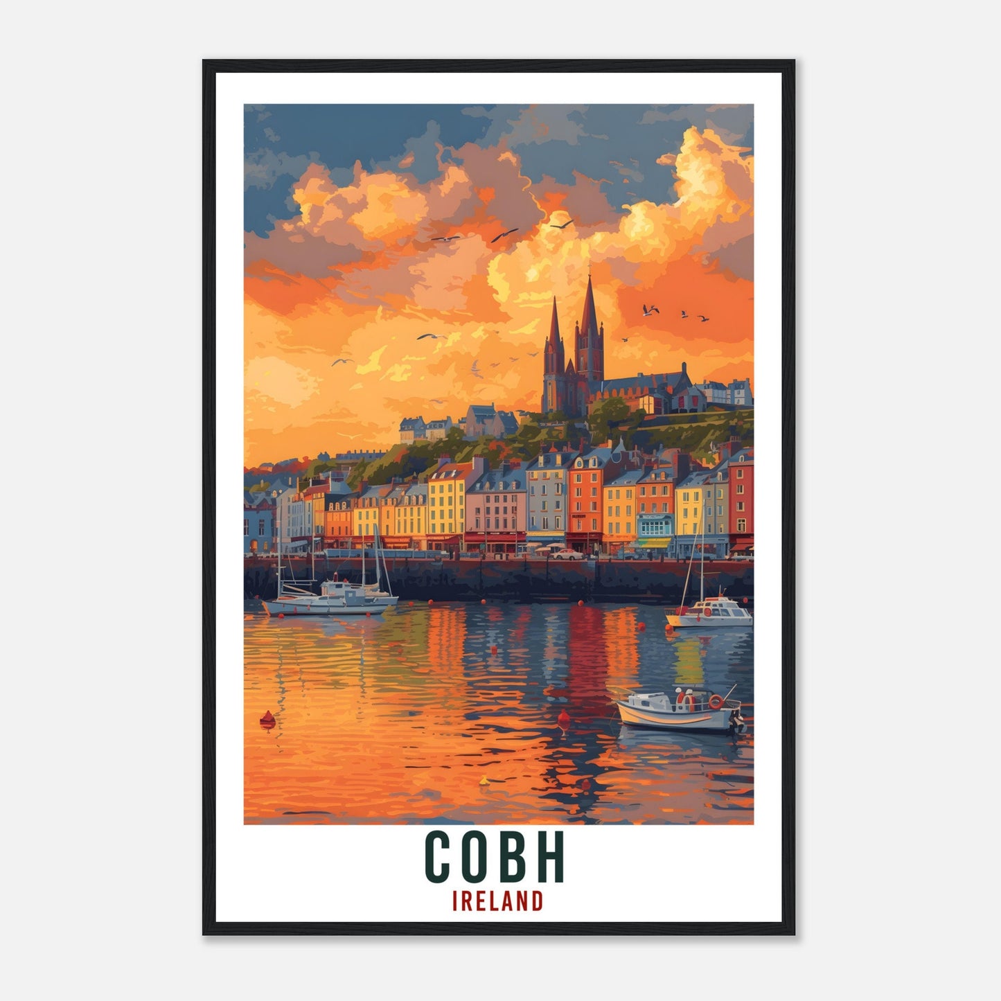 Cobh Travel Print Ireland Home Decoration Cobh Irish Town Wall Art Gift Wall Hanging Art Lover Irish Artwork Ireland Cobh Travel Poster