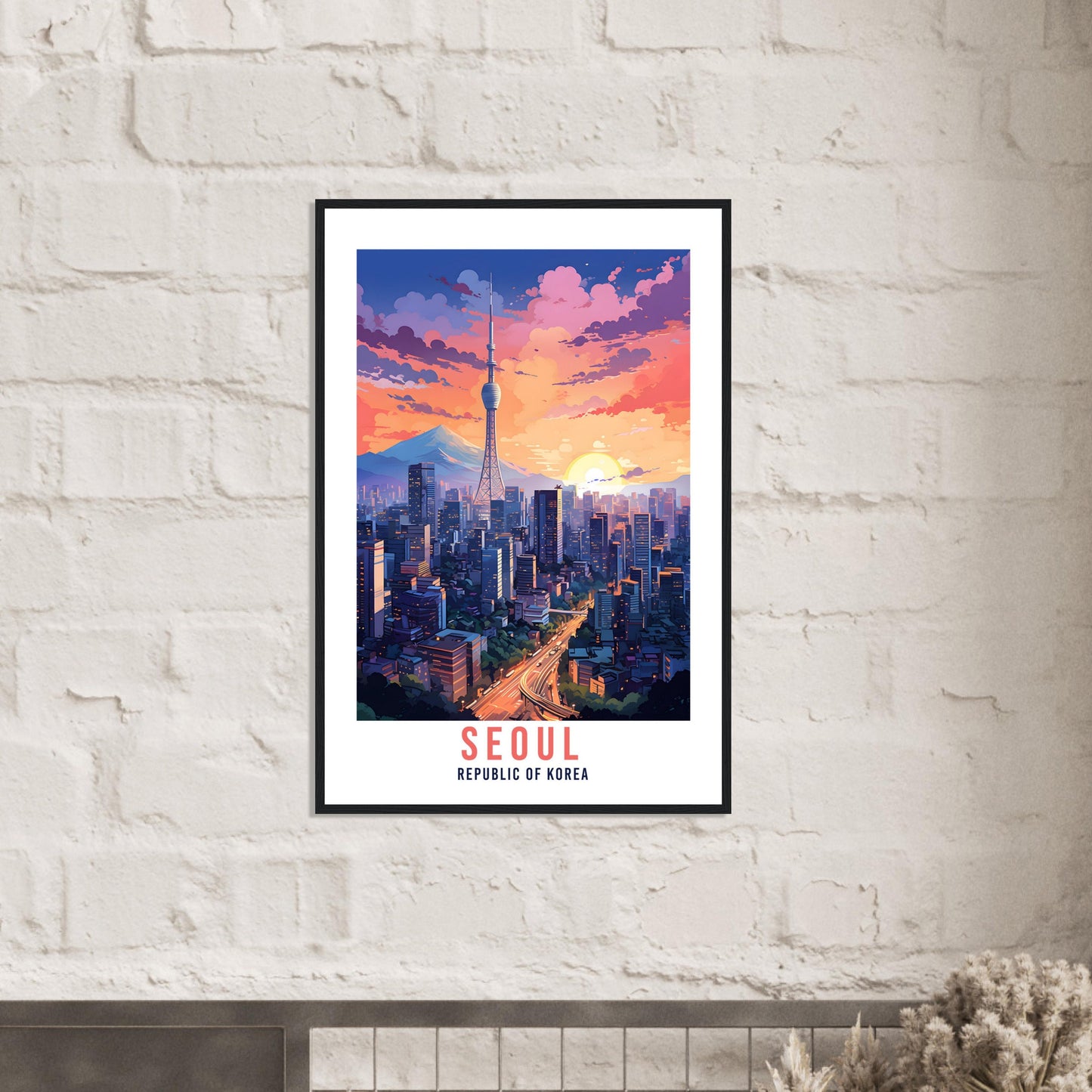 Seoul Travel Poster Artwork Republic Of Korea Wall Art Seoul Wall Hanging South Korea Gift Holiday Print Vacation Print Seoul Travel Gift