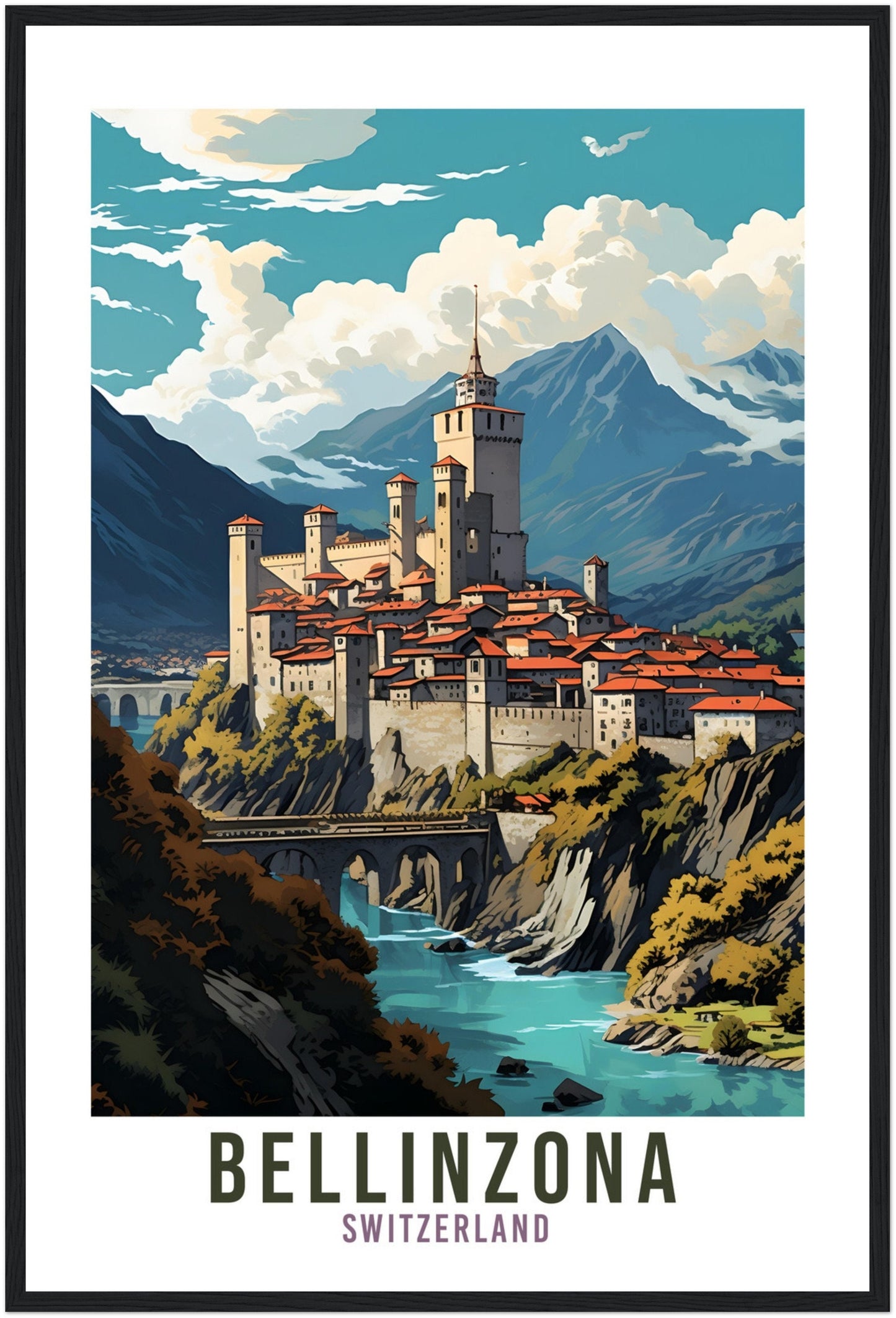 Bellinzona Travel Print Wall Art Switzerland Wall Art Bellinzona Art Print Travel Poster Swiss Landscape Bellinzona Switzerland Travel Art