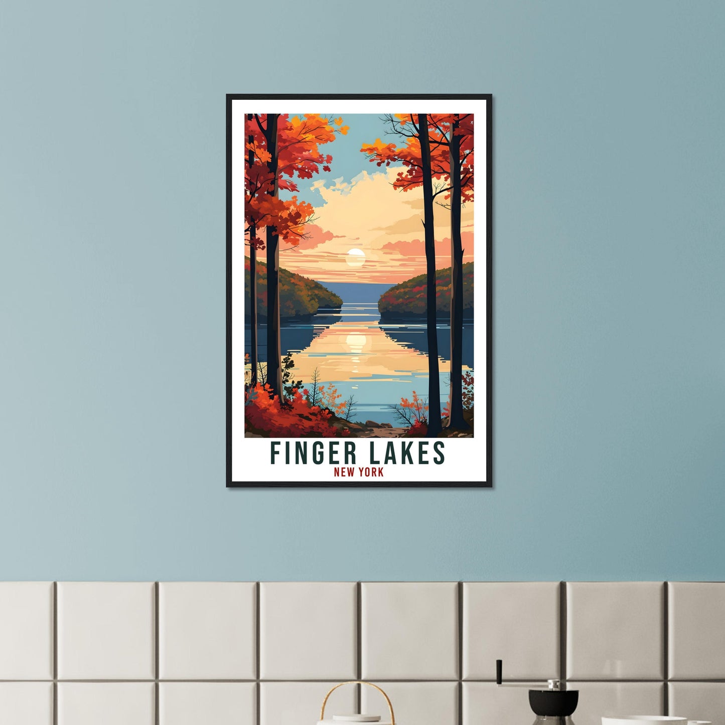 Finger Lakes Travel Print New York Home Decoration USA City Wall Art Gift Wall Hanging Art Lover New York Artwork Finger Lakes Travel Poster