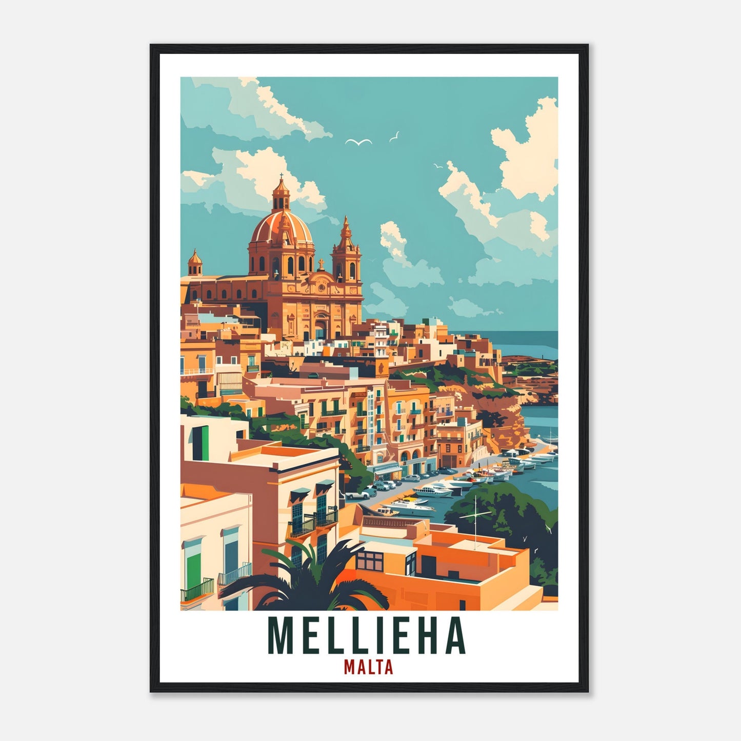 Mellieha Travel Print Malta Wall Art Wall Hanging Home Living Décor Mellieha Gift Art Lovers Gift Malta Artwork Gift Malta Travel Poster