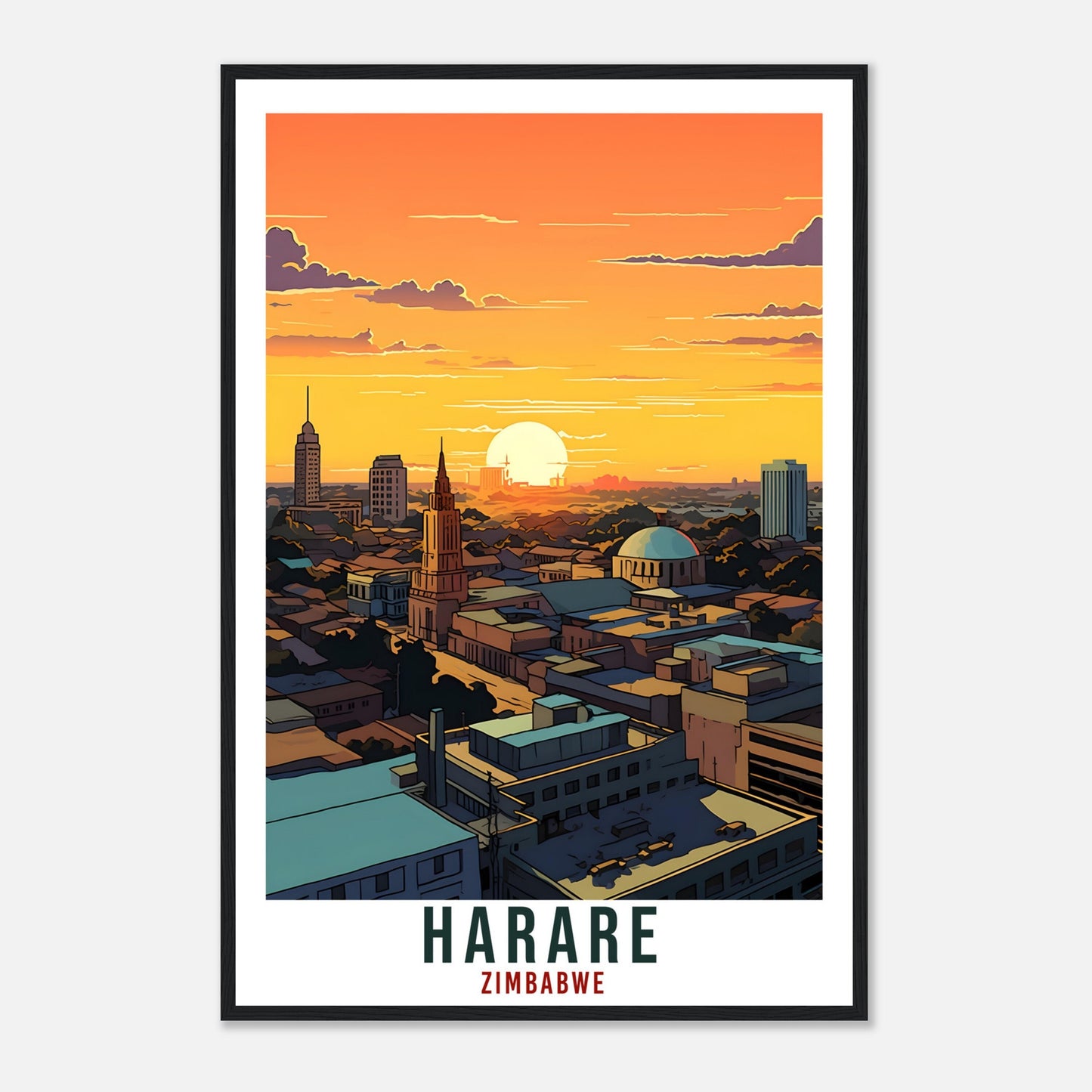 Harare Zimbabwe Travel Print Wall Art Wall Hanging Home Décor Harare Gift Art Lovers Zimbabwe Artwork Gift Print African Landmark Poster