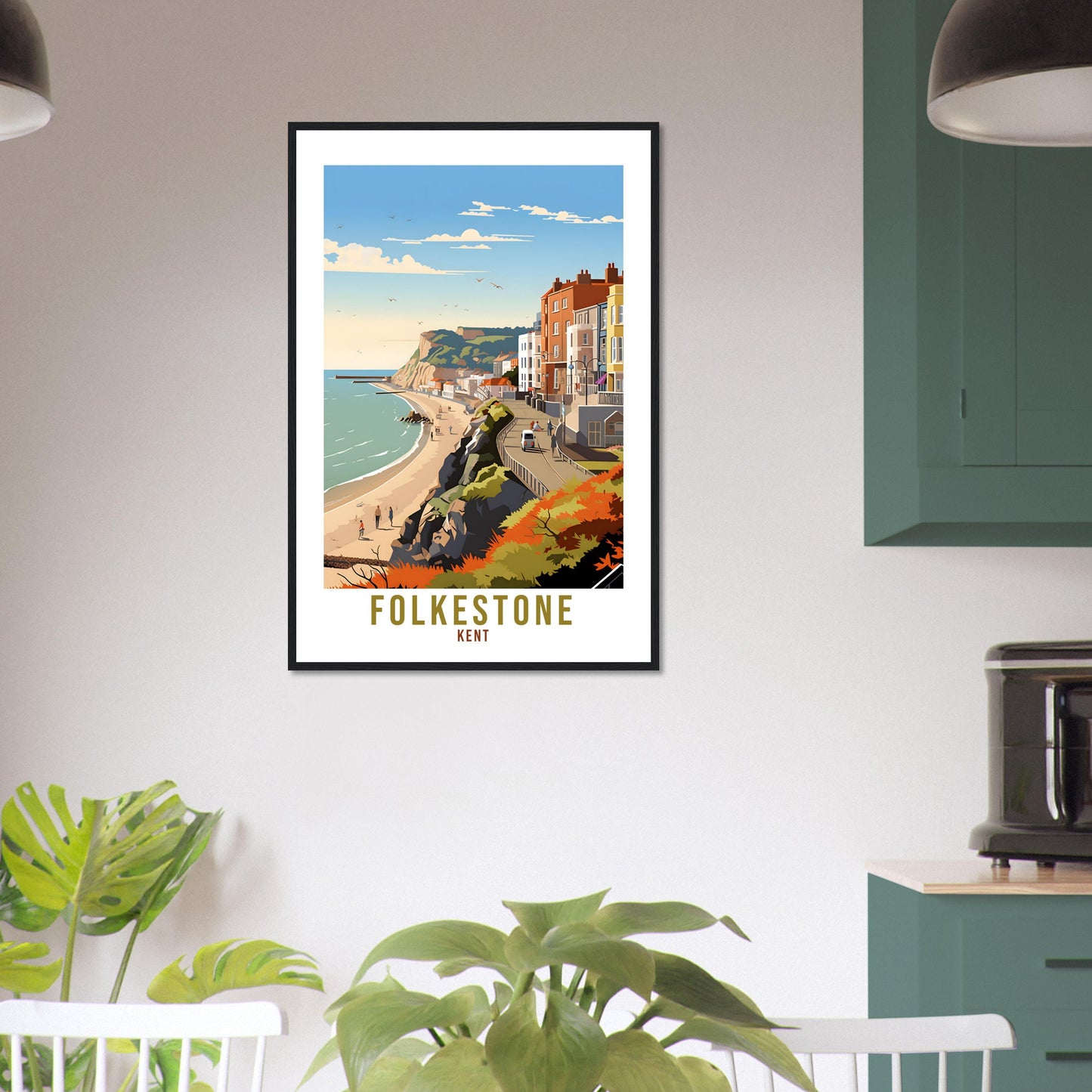 Folkestone Travel Print Kent Home Decor Folkestone South East England Wall Hanging Folkestone Artwork Gift Folkestone Travel Poster Artwork