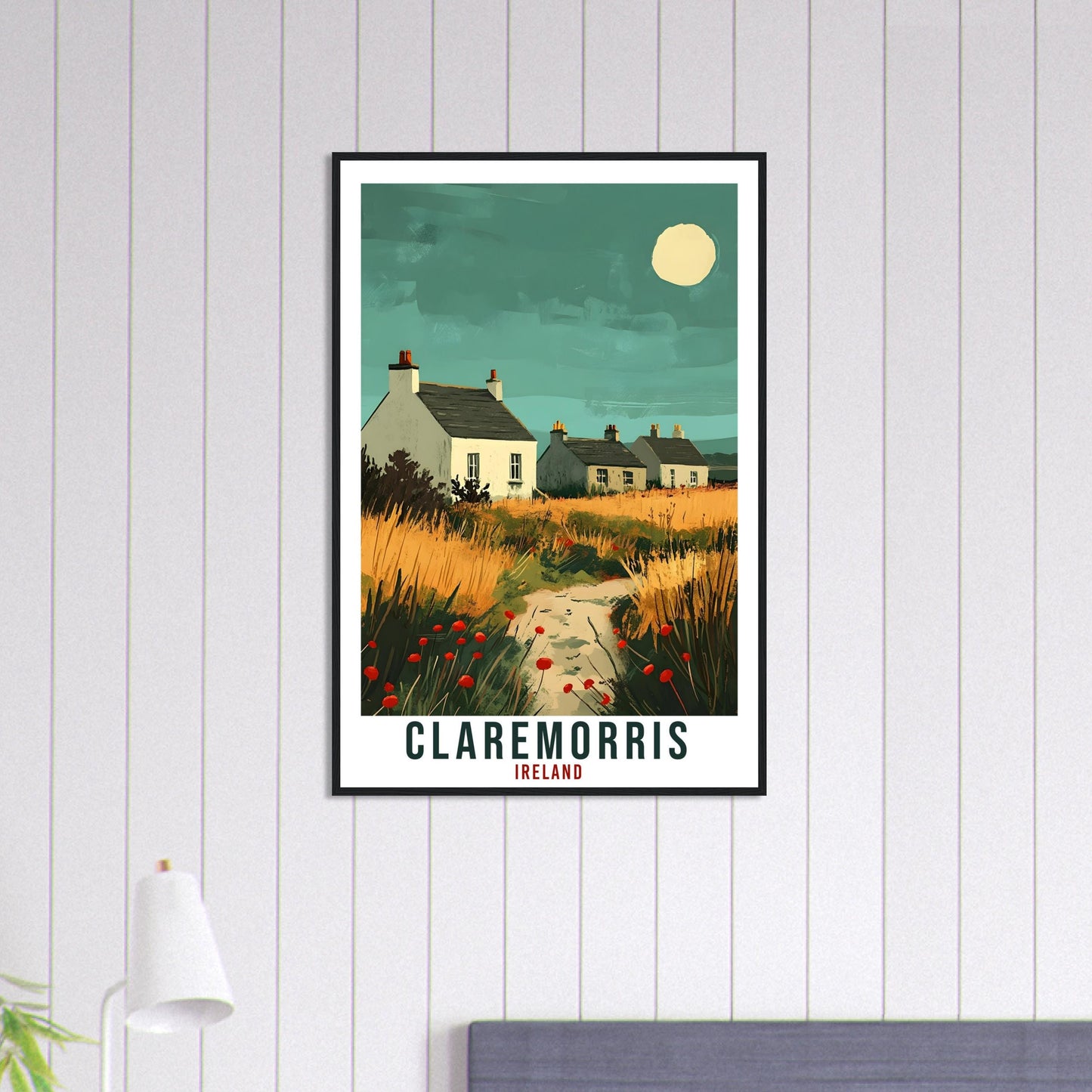 Claremorris Travel Print Ireland Home Decor Co. Mayo Wall Art Gift Wall Hanging Claremorris Irish Artwork Travel Poster Ireland Travel Art