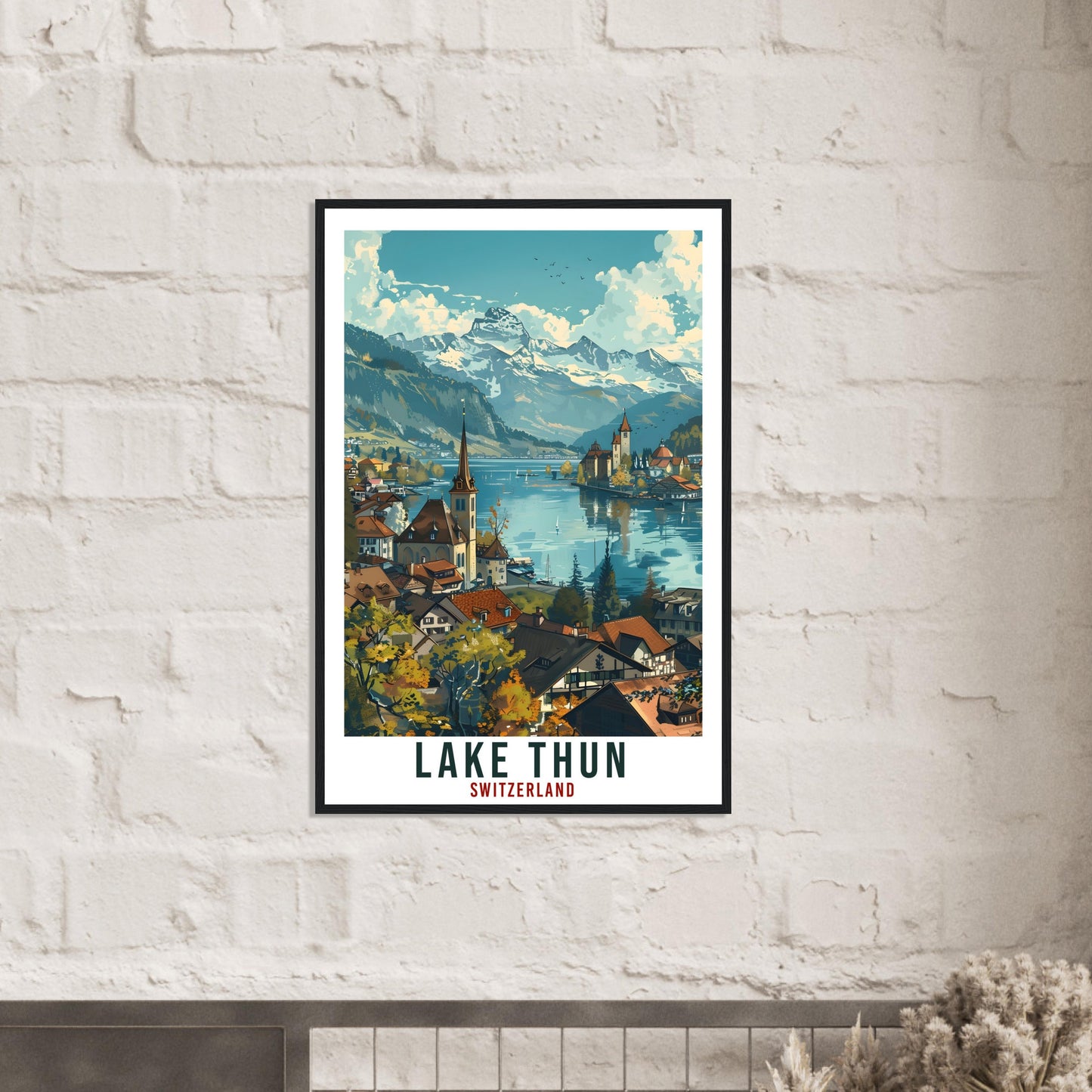 Lake Thun Travel Print Swiss Wall Art Wall Hanging Home Living Décor Lake Thun Gift Art Lovers Gift Switzerland Artwork Swiss Travel Poster