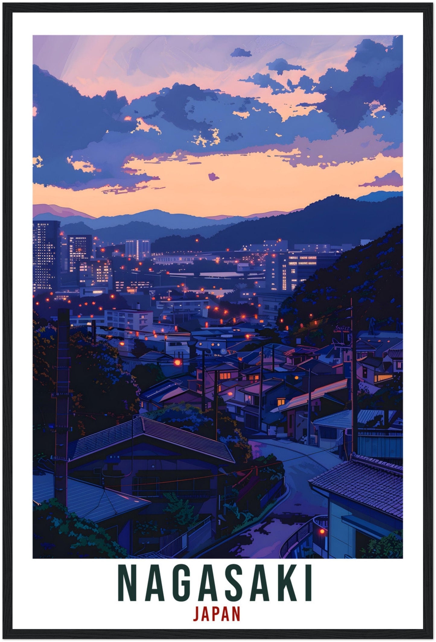 Nagasaki Japan Travel Print Home Decoration Wall Art Gift Wall Hanging Art Lover Japanese Artwork Japan Nagasaki Travel Poster City Print