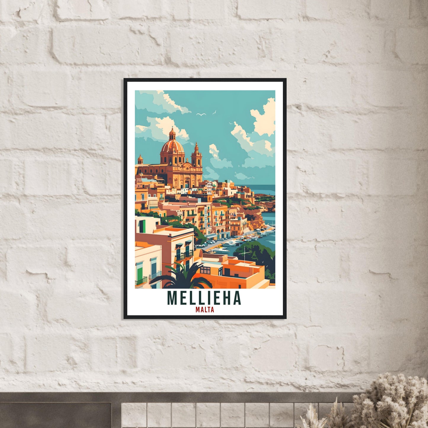Mellieha Travel Print Malta Wall Art Wall Hanging Home Living Décor Mellieha Gift Art Lovers Gift Malta Artwork Gift Malta Travel Poster