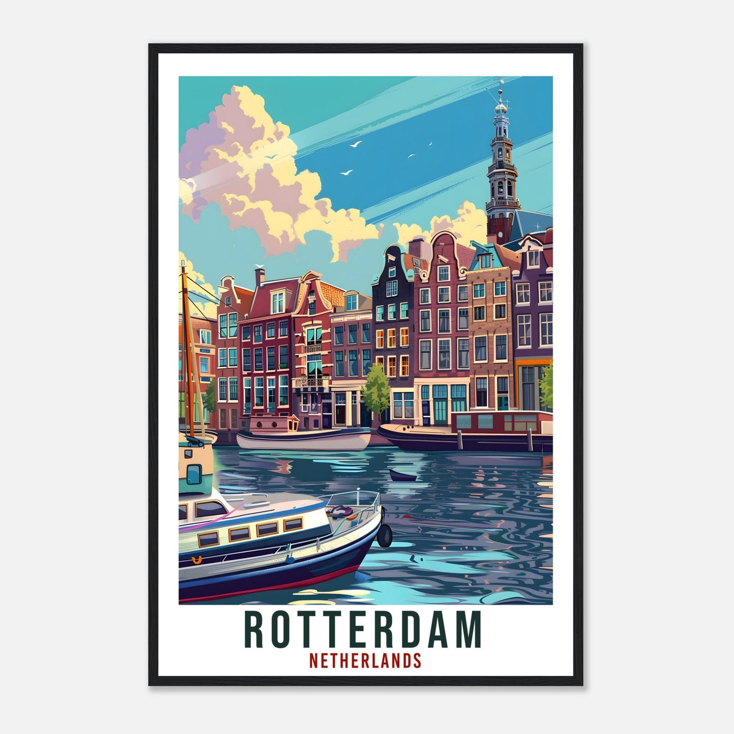 Rotterdam Travel Print Holland Wall Art Wall Hanging Home Décor Rotterdam City Gift Dutch Artwork Gift Netherlands Rotterdam Travel Poster