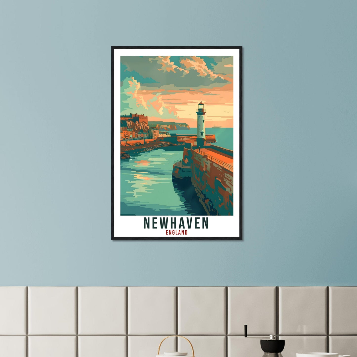 Newhaven Travel Print Wall Art Wall Hanging Home Living Décor Newhaven Gift Art Lovers Gift UK Artwork Gift Print England Travel Poster