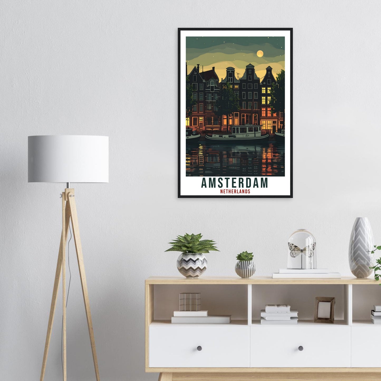 Amsterdam Travel Poster Wall Art Amsterdam Netherlands Wall Hanging Artwork Art Gifts Amsterdam Travel Print Netherlands Art Lovers Gift