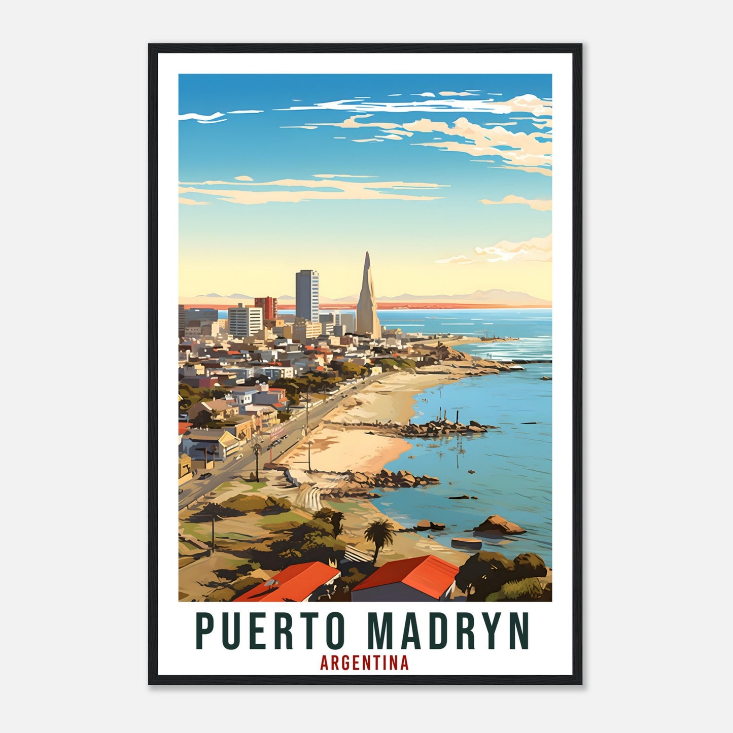 Puerto Madryn Travel Print Wall Art Puerto Madryn Argentina City Landscape Artwork Madryn Argentina Art Gift Madryn Travel Poster Home Decor