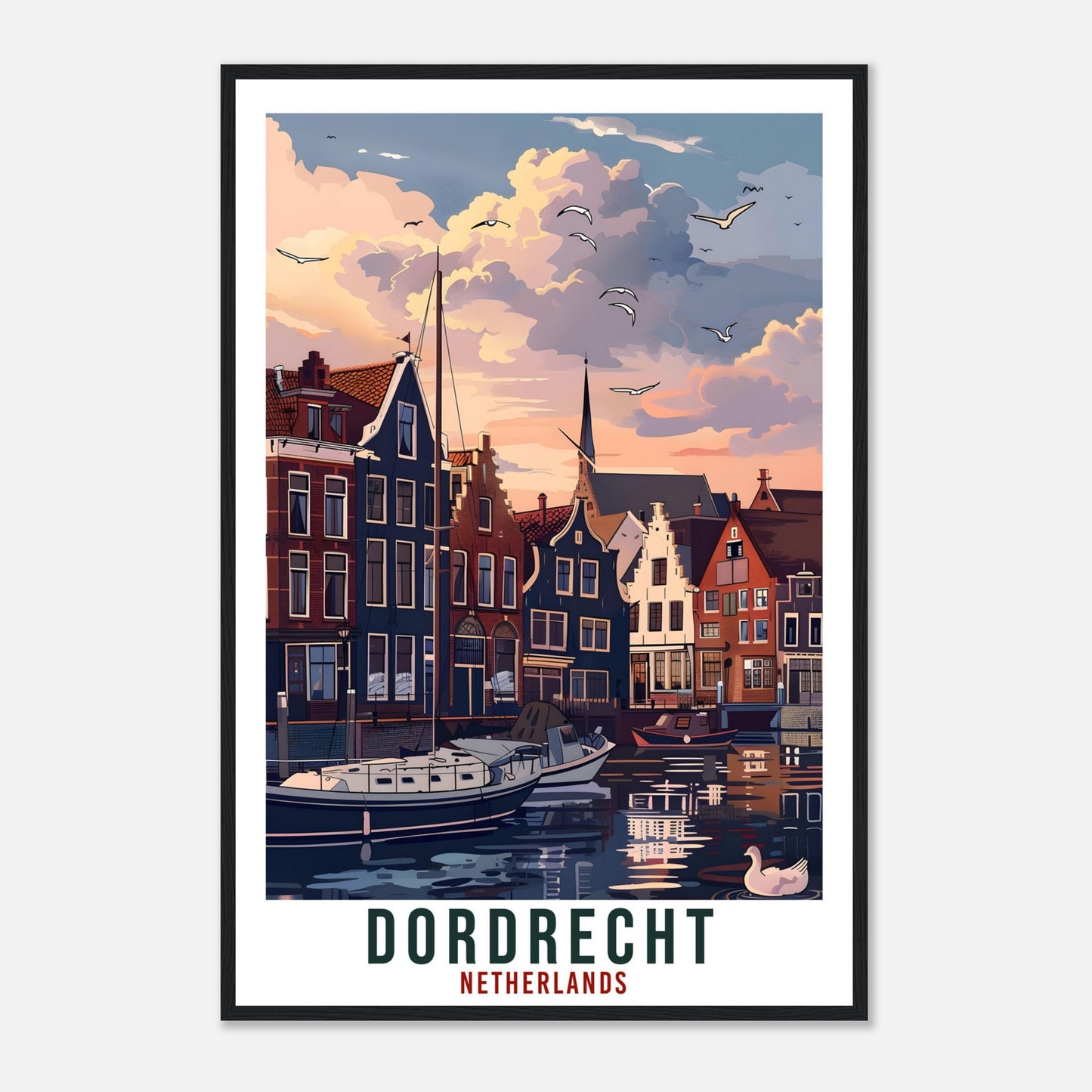 Dordrecht Travel Print Holland Wall Art Wall Hanging Home Décor Dordrecht Art Lovers Gift Dutch Artwork Gift The Netherlands Travel Poster