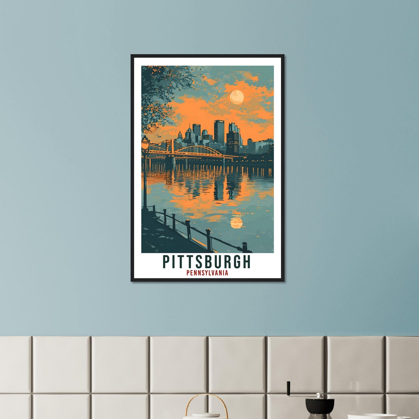 Pittsburgh Travel Print Pennsylvania Home Decoration USA Wall Art Gift Wall Hanging Art Lover Pennsylvania Artwork Pittsburgh Travel Poster