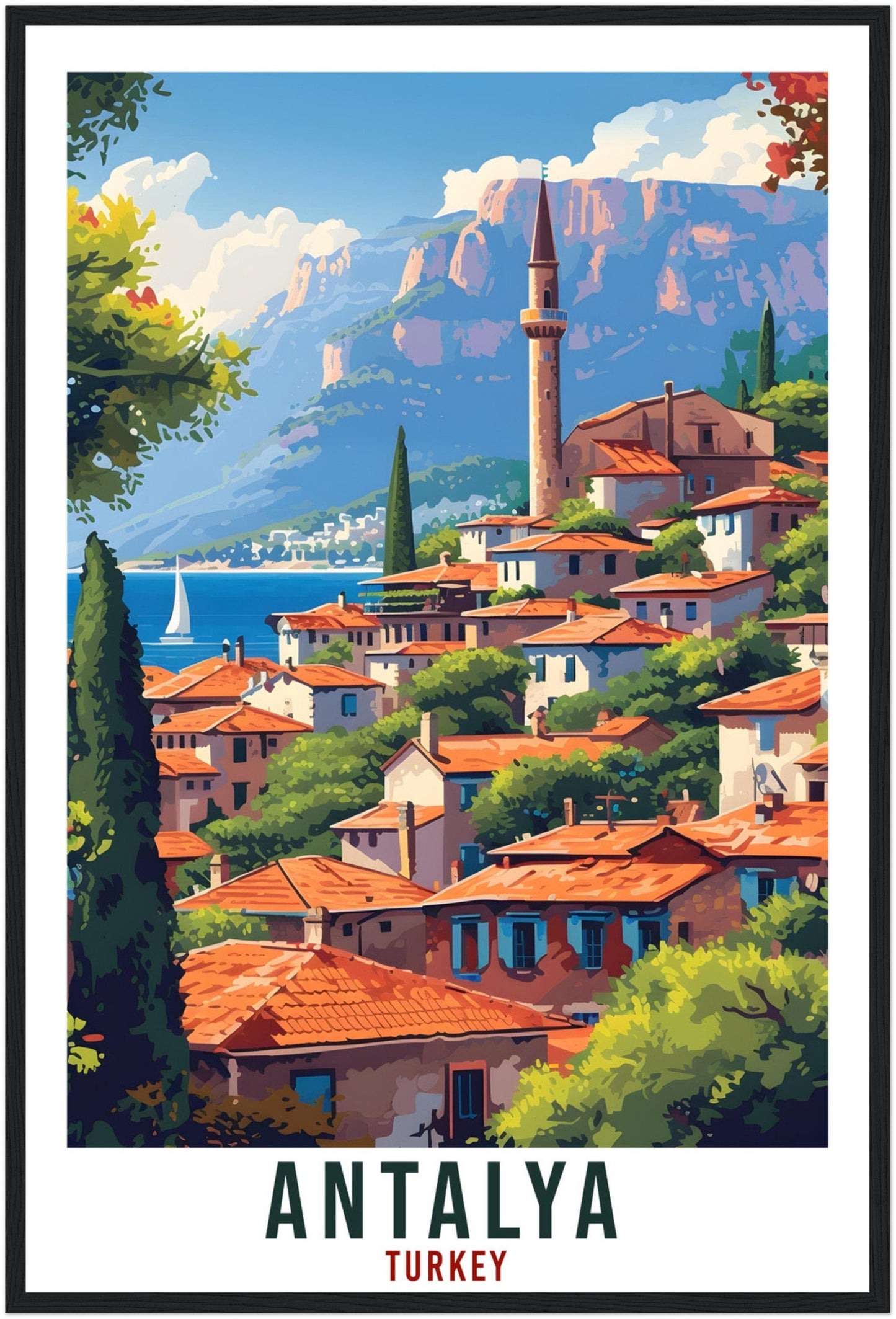 Antalya Travel Print Turkey Home Decoration Antalya Turkish City Wall Art Gift Wall Hanging Art Lover Turkey Artwork Antalya Travel Poster