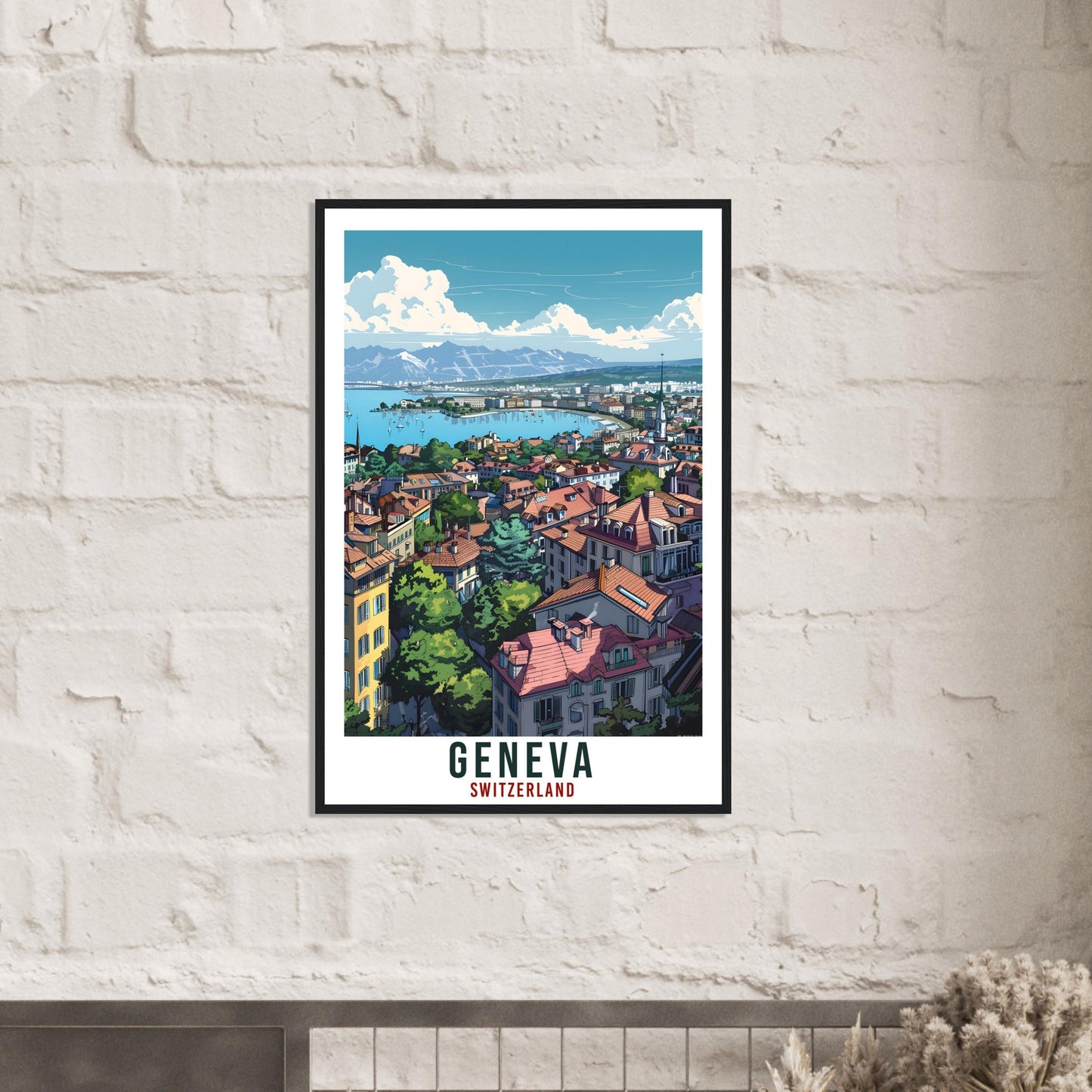 Geneva Travel Print Swiss Wall Art Wall Hanging Home Living Décor Geneva Gift Art Lovers Gift Switzerland Artwork Gift Swiss Travel Poster