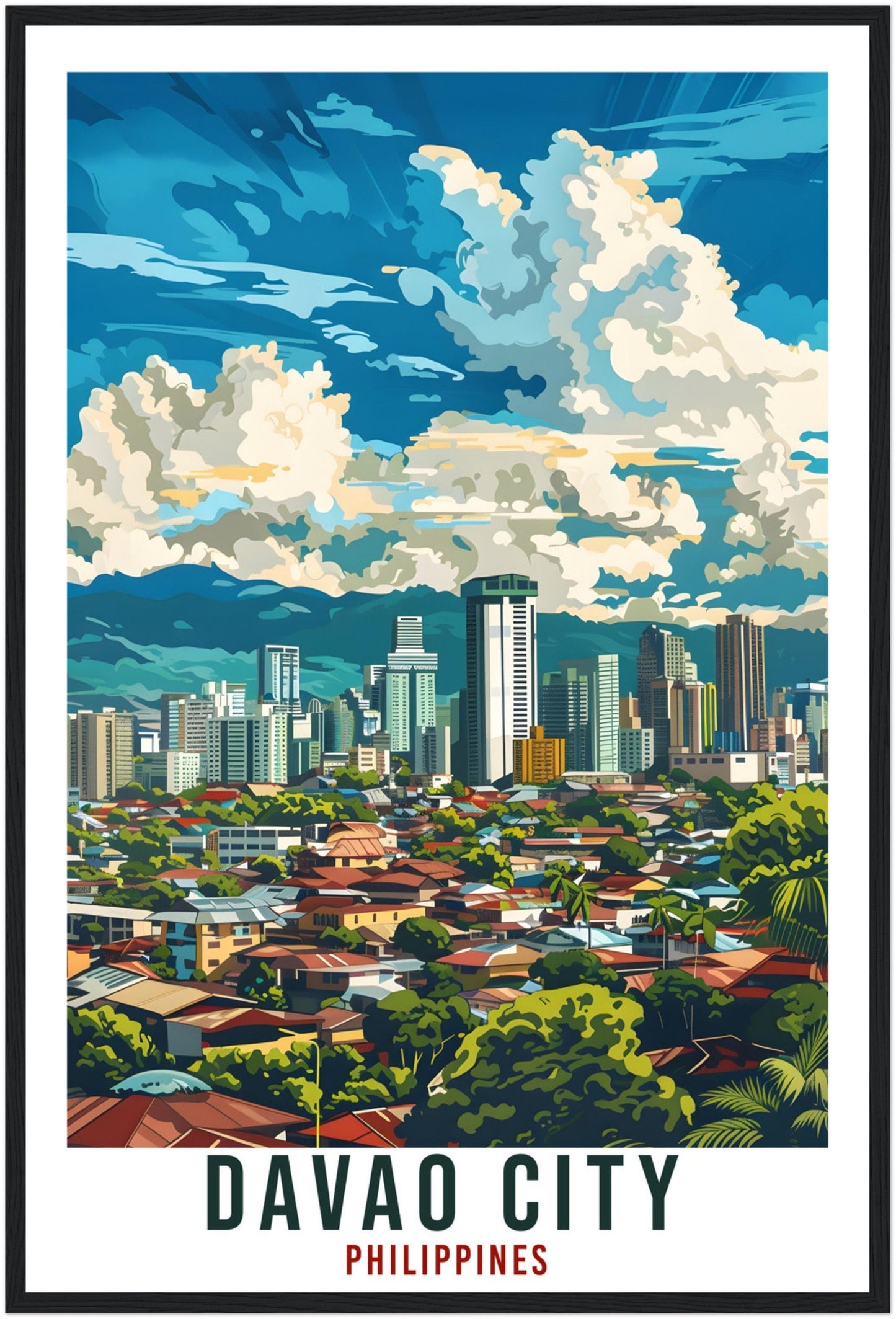 Davao City Philippines Travel Print Wall Art Wall Hanging Home Décor Davao City Gift Landmark Artwork Travel Art Philippines Travel Poster