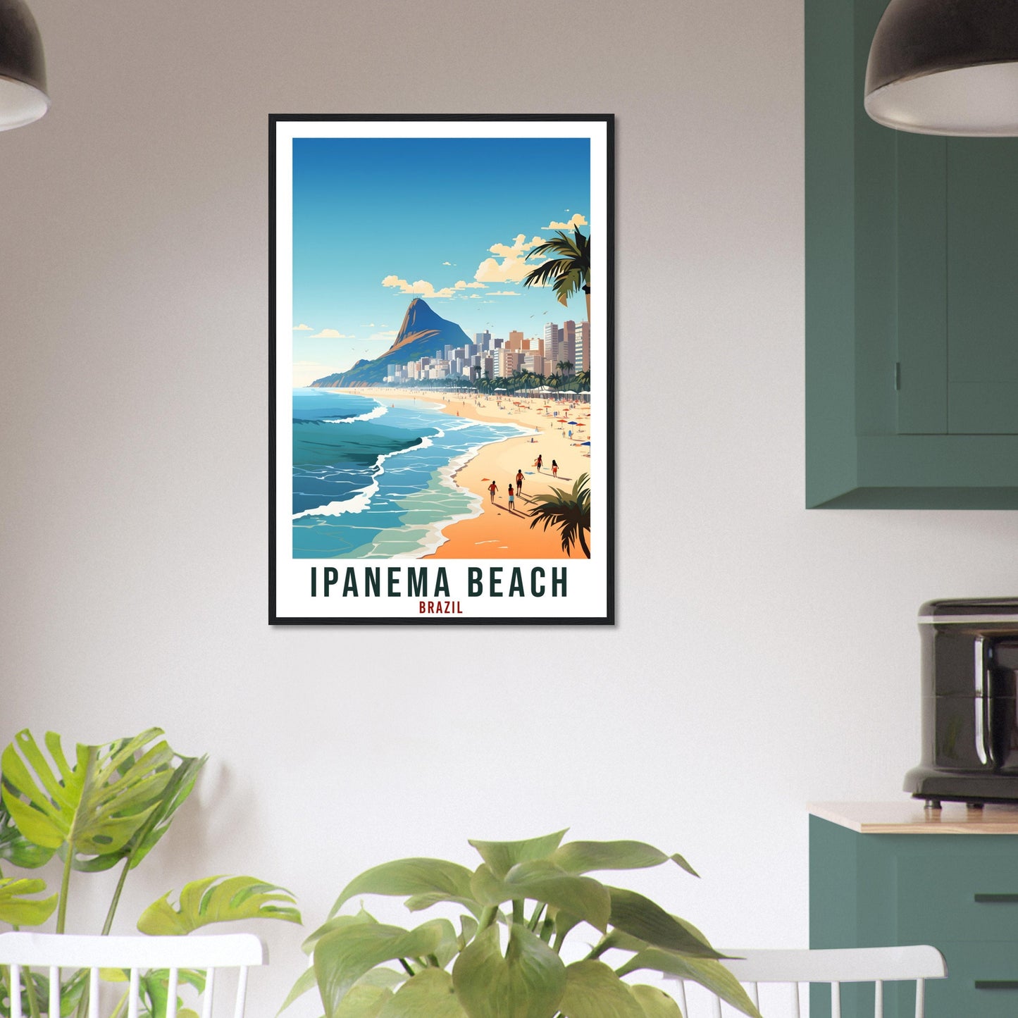 Ipanema Beach Travel Print Wall Art Ipanema Brazil Wall Hanging Artwork Ipanema Art Gifts Ipanema Beach Travel Poster Brazil Art Lovers Gift
