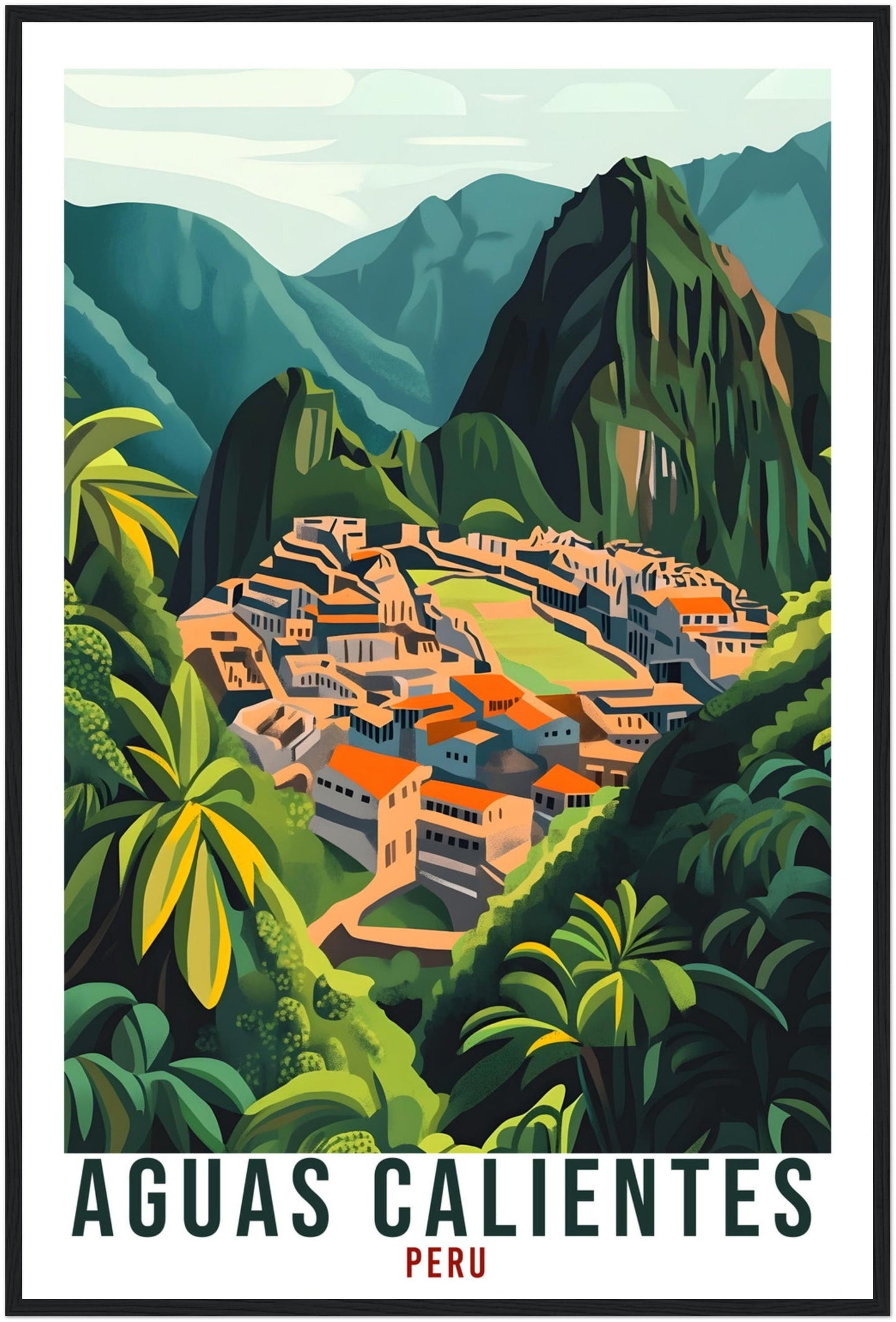 Aguas Calientes Travel Print Peru Home Decor Wall Art Gift Wall Hanging Art Lover Aguas Calientes Peruvian Artwork Travel Poster Travel Art