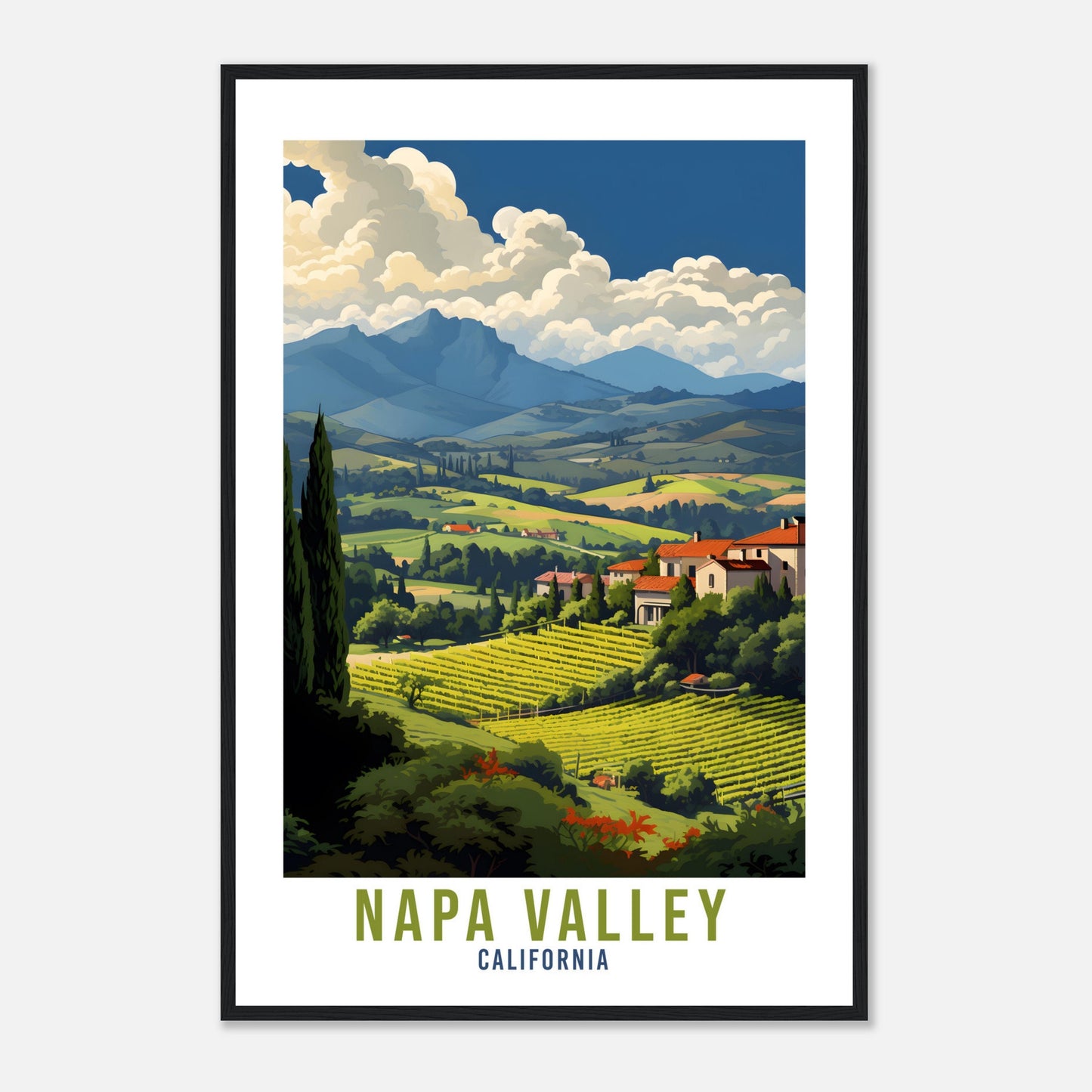 Napa Valley Travel Print Napa Valley Wall Art Wall Hanging Napa Valley Gift Travel Poster California Art Lover Gift Napa Valley Vineyards