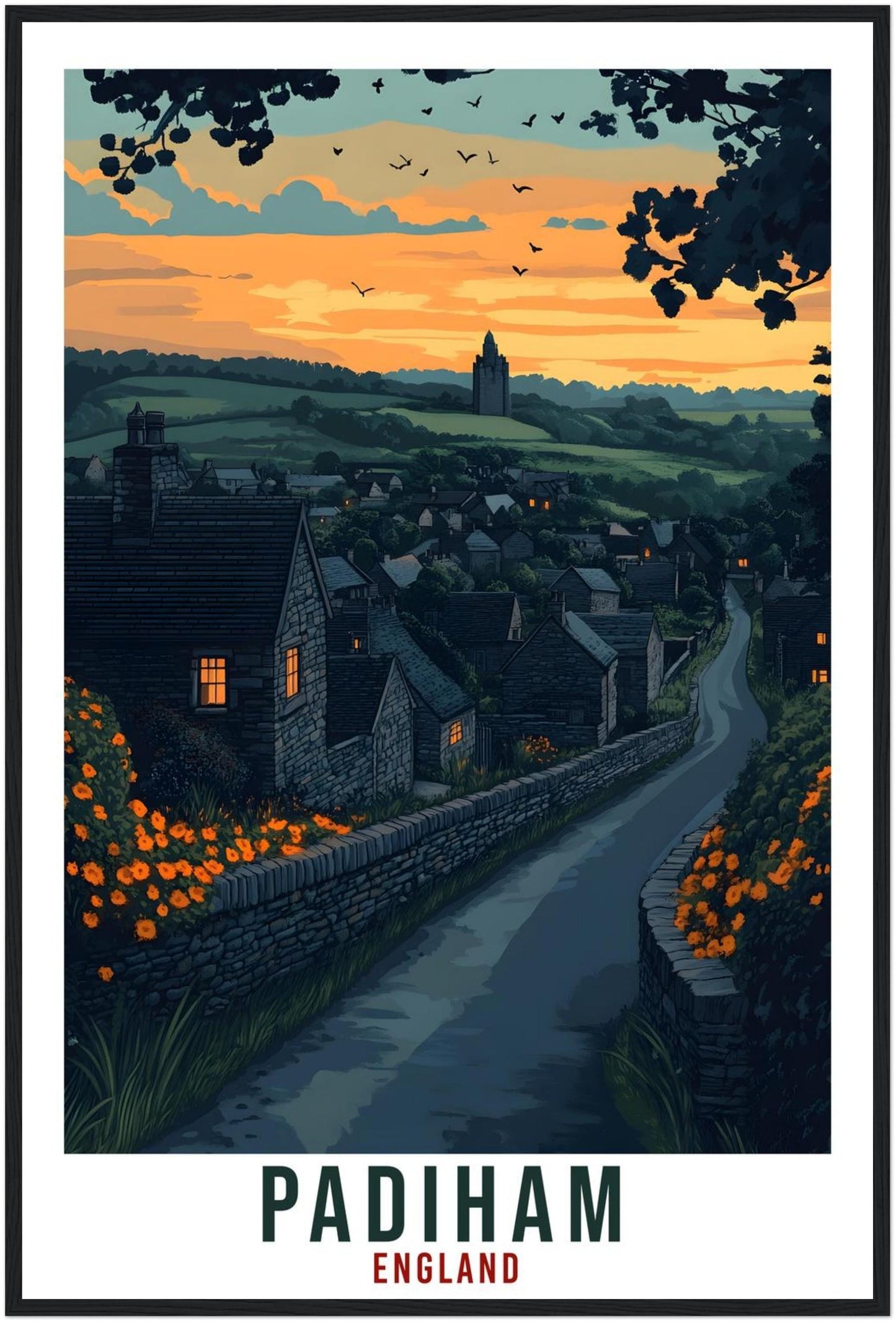 Padiham Travel Print England Home Decor Padiham Wall Art Gift Wall Hanging Art Lover Padiham England Artwork Travel Poster Travel Art
