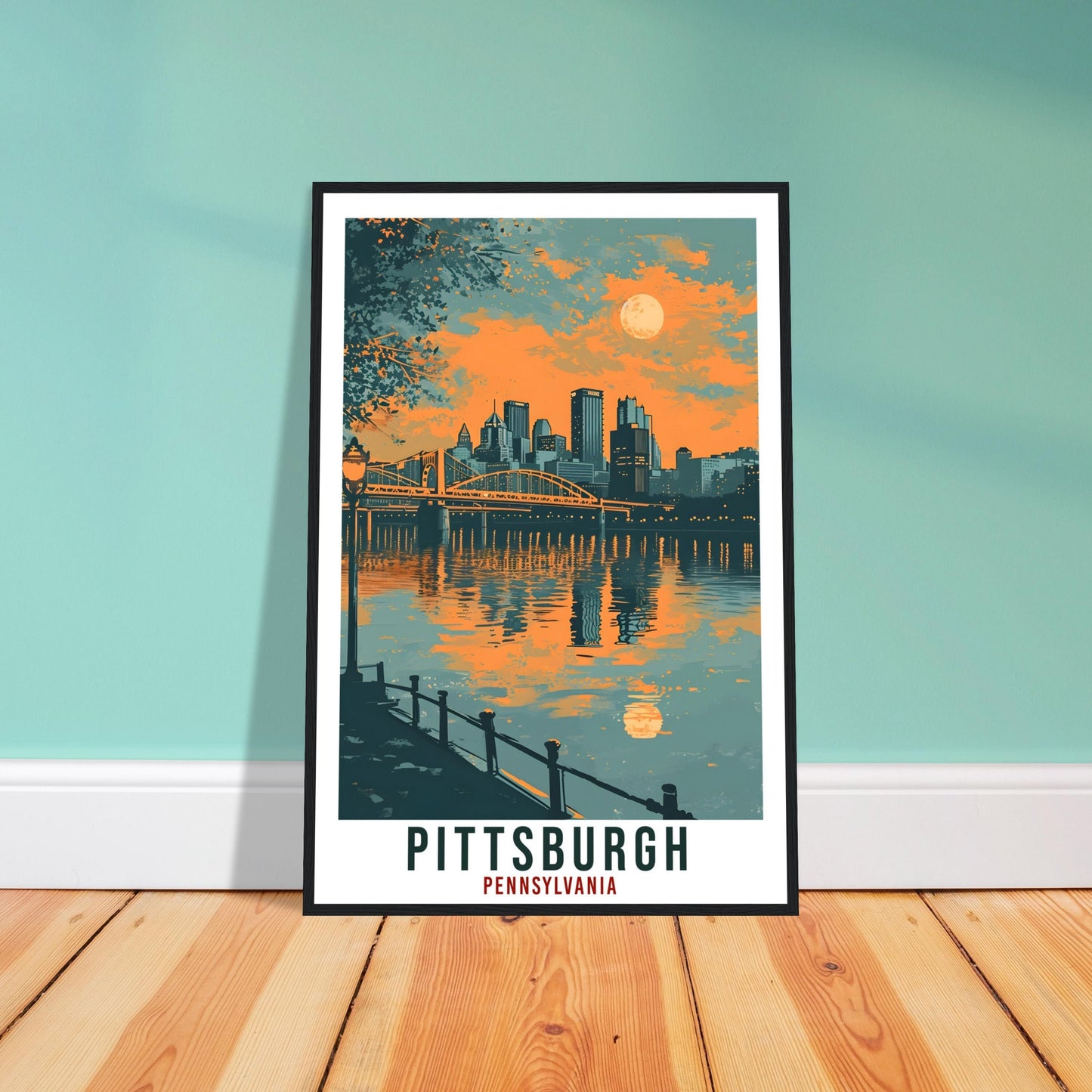 Pittsburgh Travel Print Pennsylvania Home Decoration USA Wall Art Gift Wall Hanging Art Lover Pennsylvania Artwork Pittsburgh Travel Poster