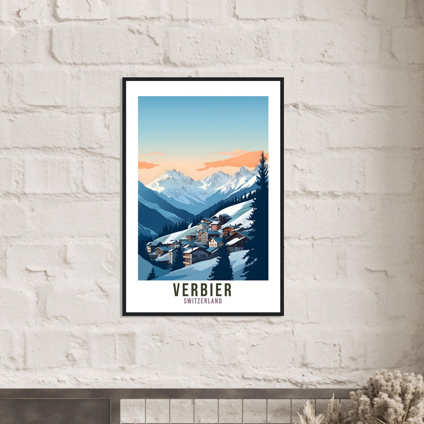 Verbier Travel Print Wall Art Verbier Home Decor Switzerland Gift Holiday Verbier Art Print Verbier Travel Poster Swiss Mountain Landscape