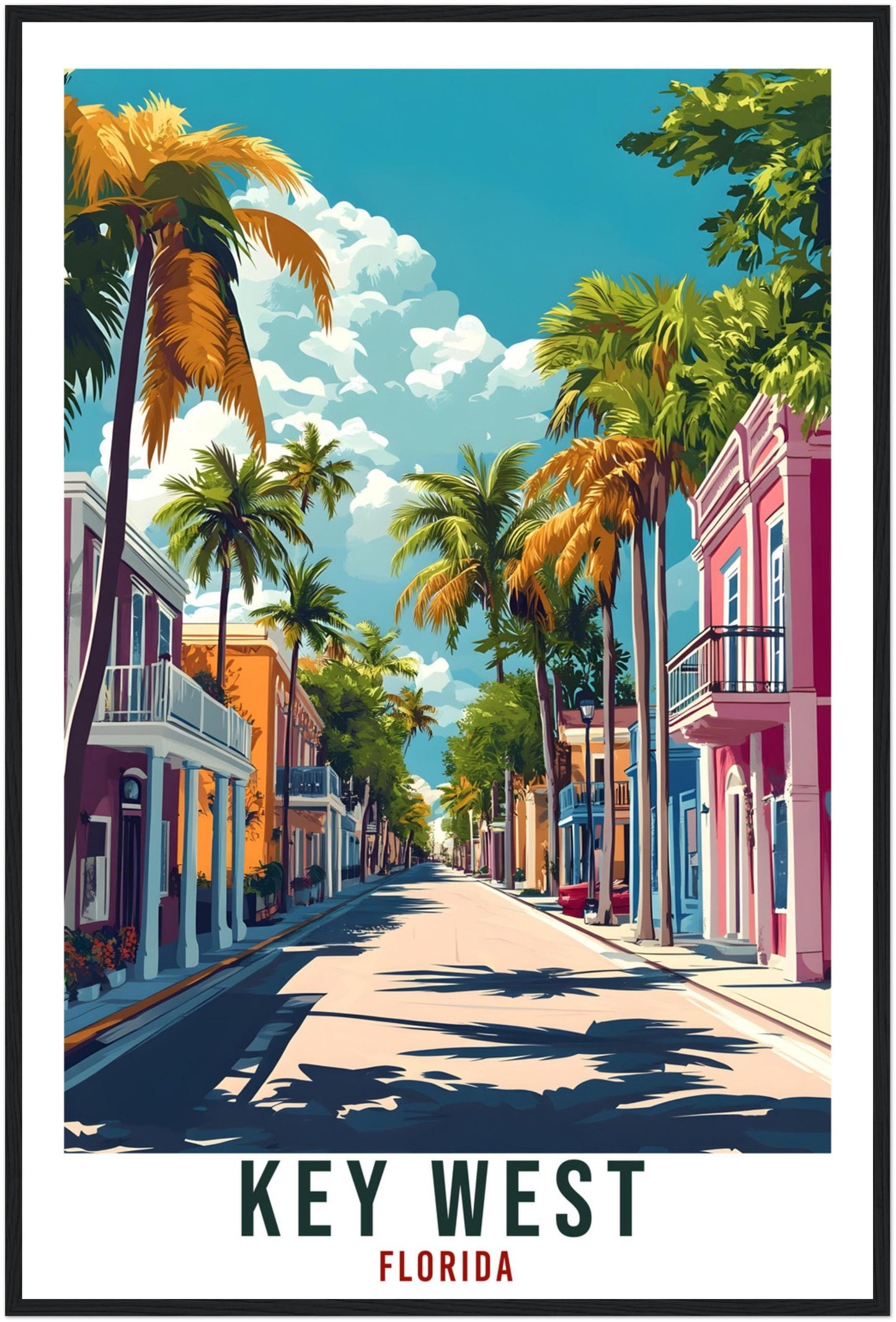 Key West Travel Print Florida Keys United States Decor Wall Art Gift Wall Hanging Art Lover Key West American Artwork Travel Poster USA Art