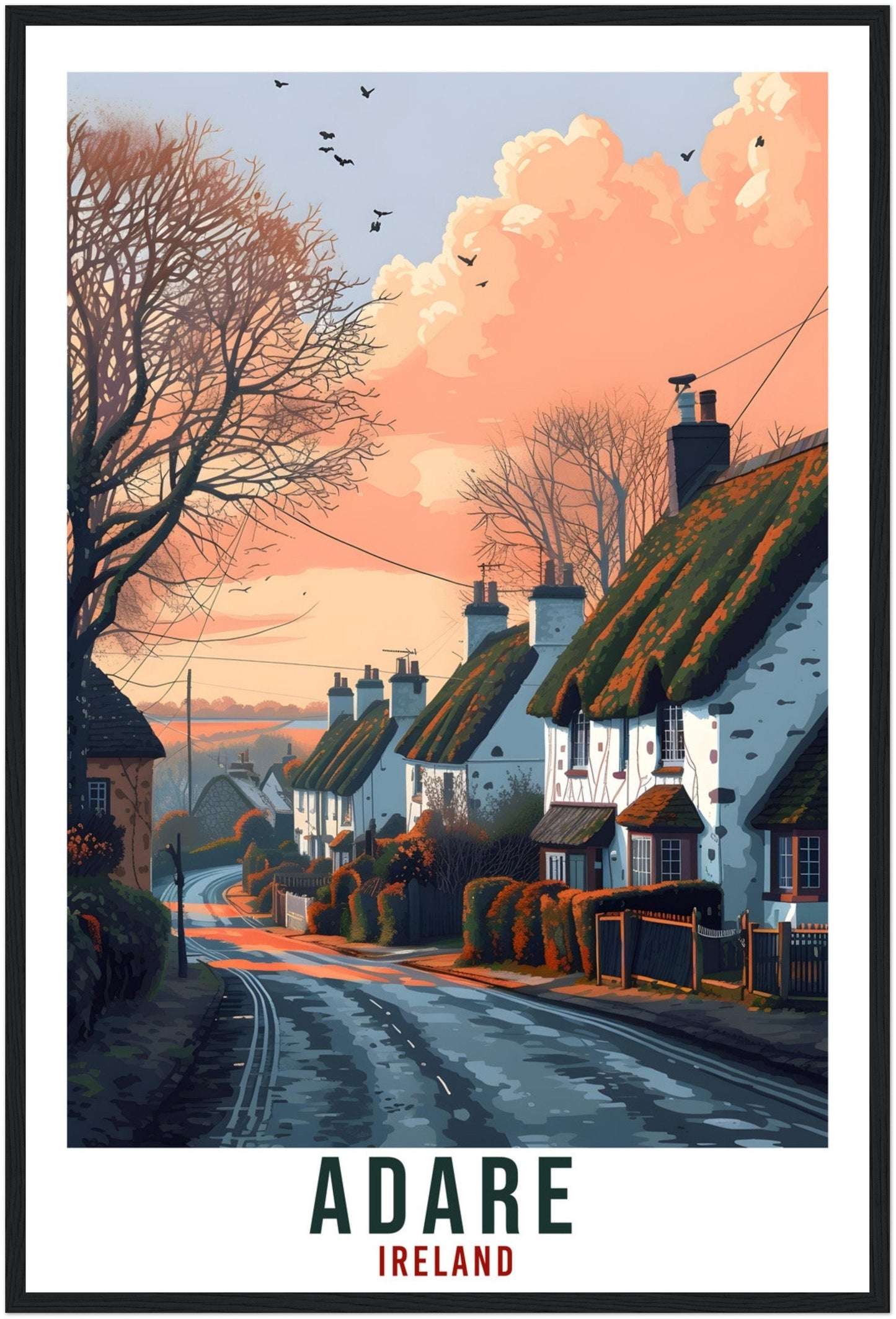 Adare Travel Print Ireland Home Decoration Adare Irish Town Wall Art Gift Wall Hanging Art Lover Irish Artwork Ireland Adare Travel Poster