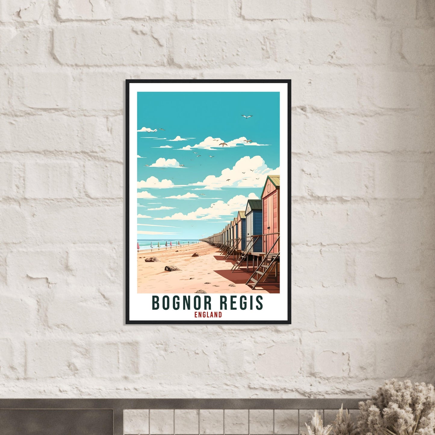 Bognor Regis Beach Travel Print English Home Decoration Wall Art Gift Wall Hanging Art Lover Artwork England Bognor Regis Travel Poster