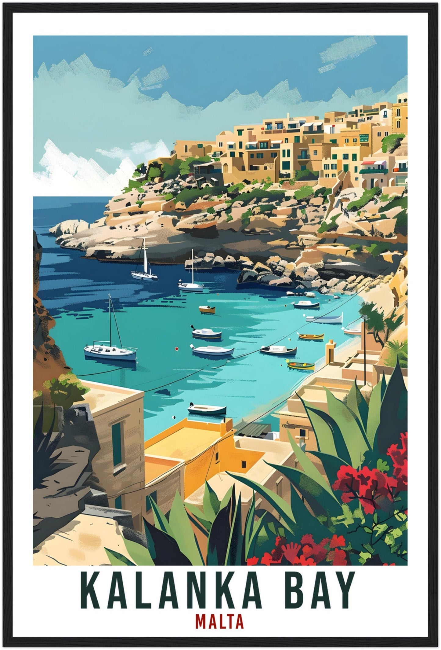 Kalanka Bay Travel Print Malta Wall Art Wall Hanging Home Living Décor Kalanka Bay Gift Travel Gift Malta Artwork Gift Malta Travel Poster
