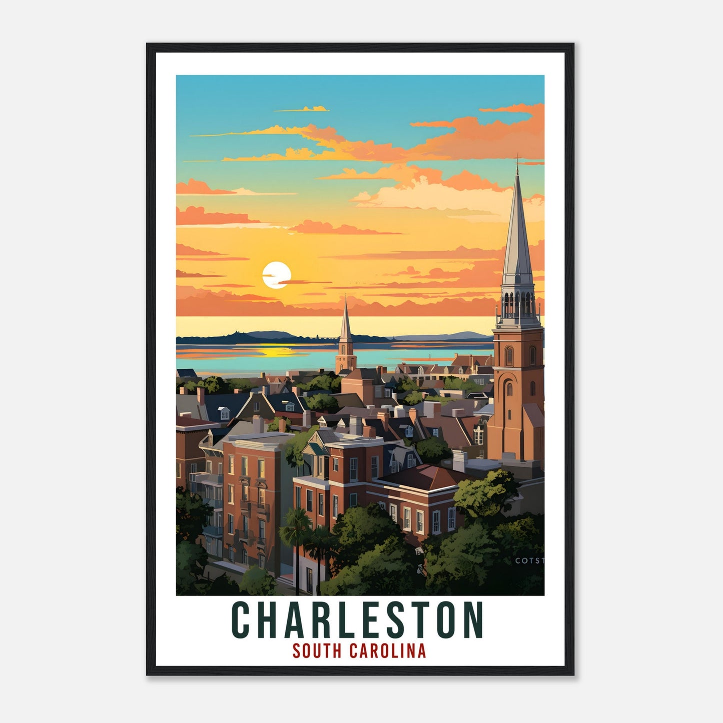 Charleston Travel Print South Carolina Home Decor USA City Wall Art Wall Hanging Art Lover South Carolina Artwork Charleston Travel Poster