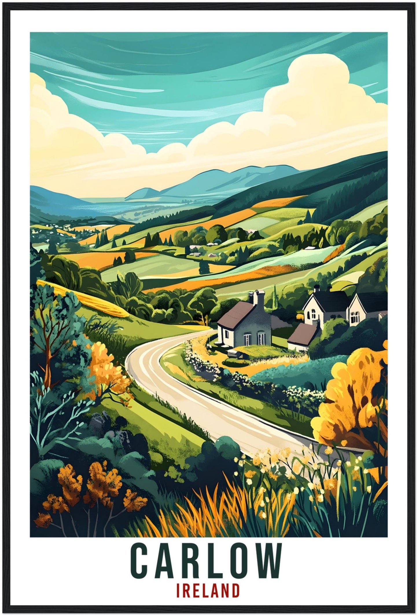 Carlow Travel Print Ireland Home Decor Carlow Wall Art Wall Hanging Art Lover Irish Artwork Travel Poster Carlow Ireland Travel Art Gift