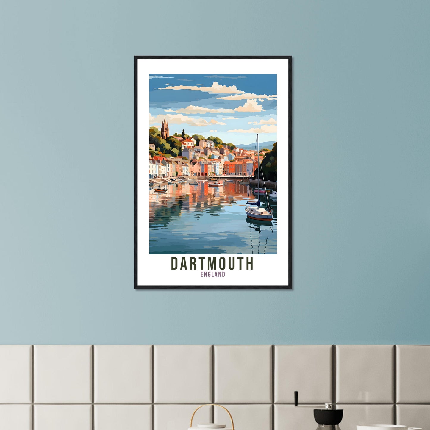 Dartmouth Travel Print Home Decor Dartmouth Devon English Coastal Art Dartmouth Artwork Gift Dartmouth Travel Poster Devon Travel Artwork