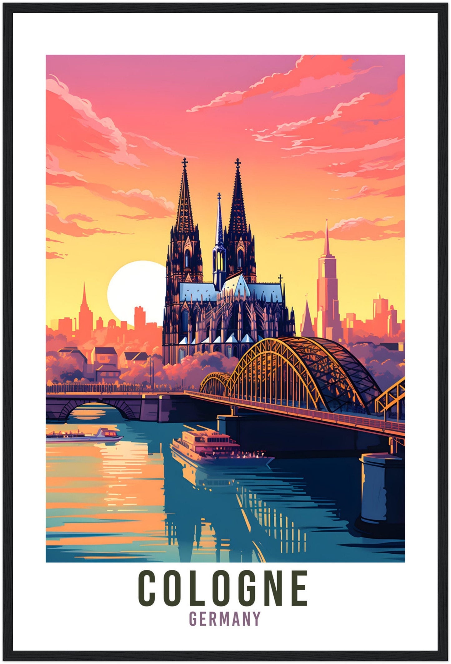 Cologne Travel Print Germany Cologne Travel Poster Cologne Home Decor Cityscape Art Gift Cologne Germany Wall Art Sunset Gift For Art Lovers