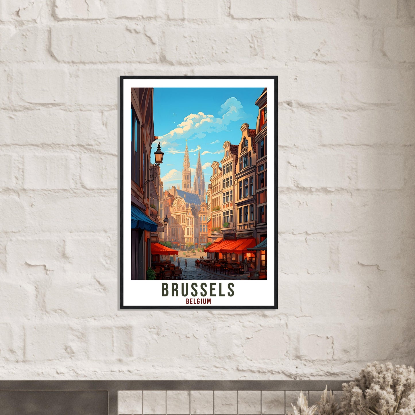 Brussels Travel Poster Wall Art Brussels Belgium Artwork Wall Hanging Brussels Wall Art Gifts Brussels Travel Print Belgian Art Lovers